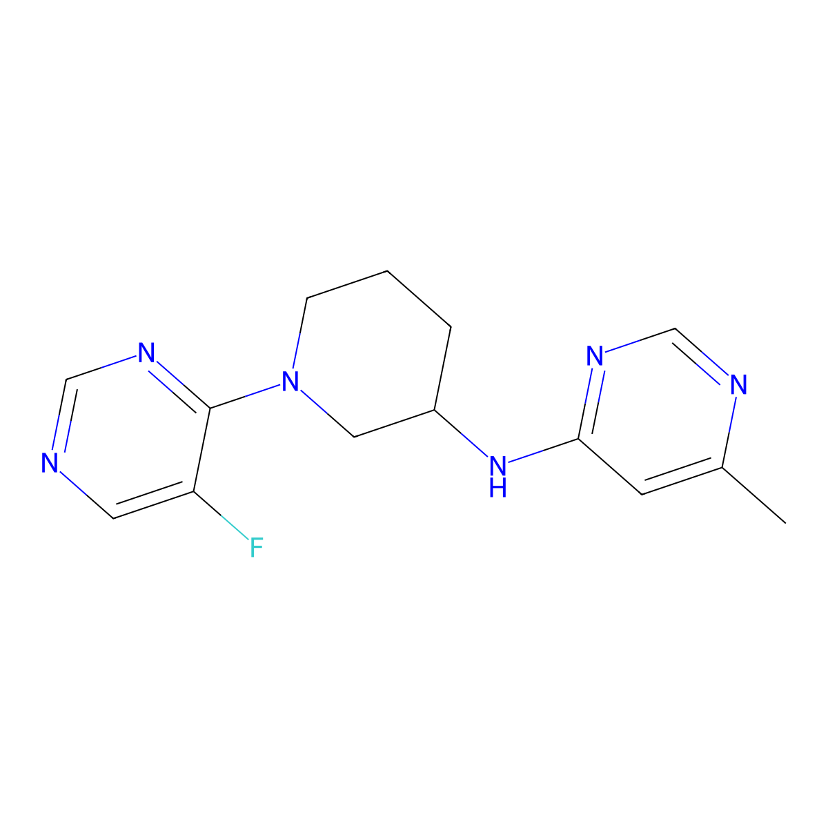 N-[1-(5-fluoropyrimidin-4-yl)piperidin-3-yl]-6-methylpyrimidin-4-amine molecular structure, CAS 3054568-84-9