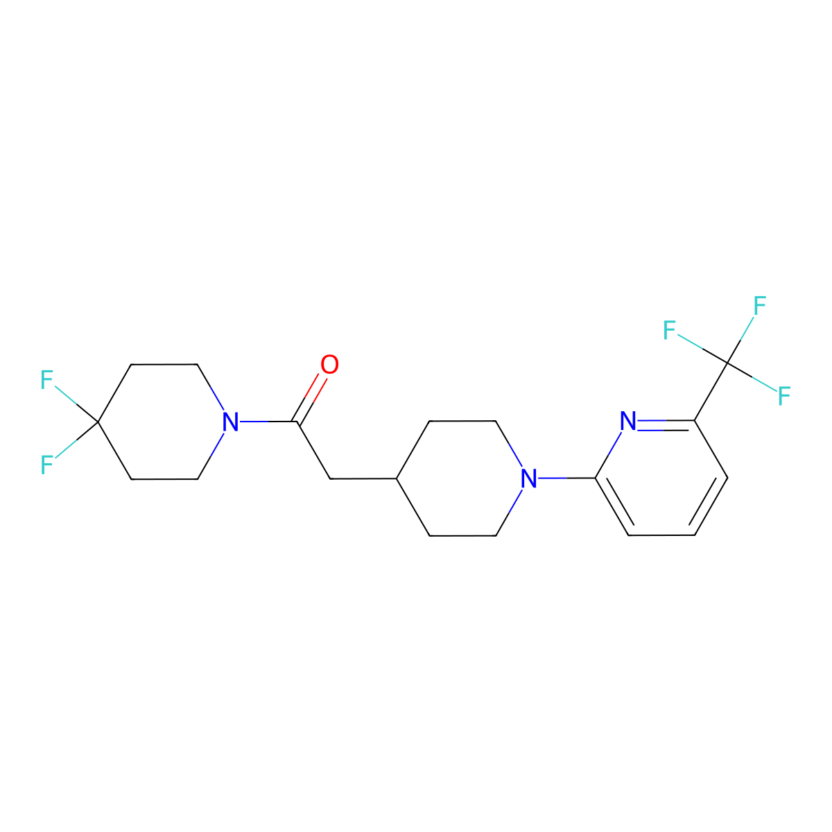 1-(4,4-Difluoropiperidin-1-yl)-2-{1-[6-(trifluoromethyl)pyridin-2-yl]piperidin-4-yl}ethan-1-one molecular structure, CAS 3054568-92-9