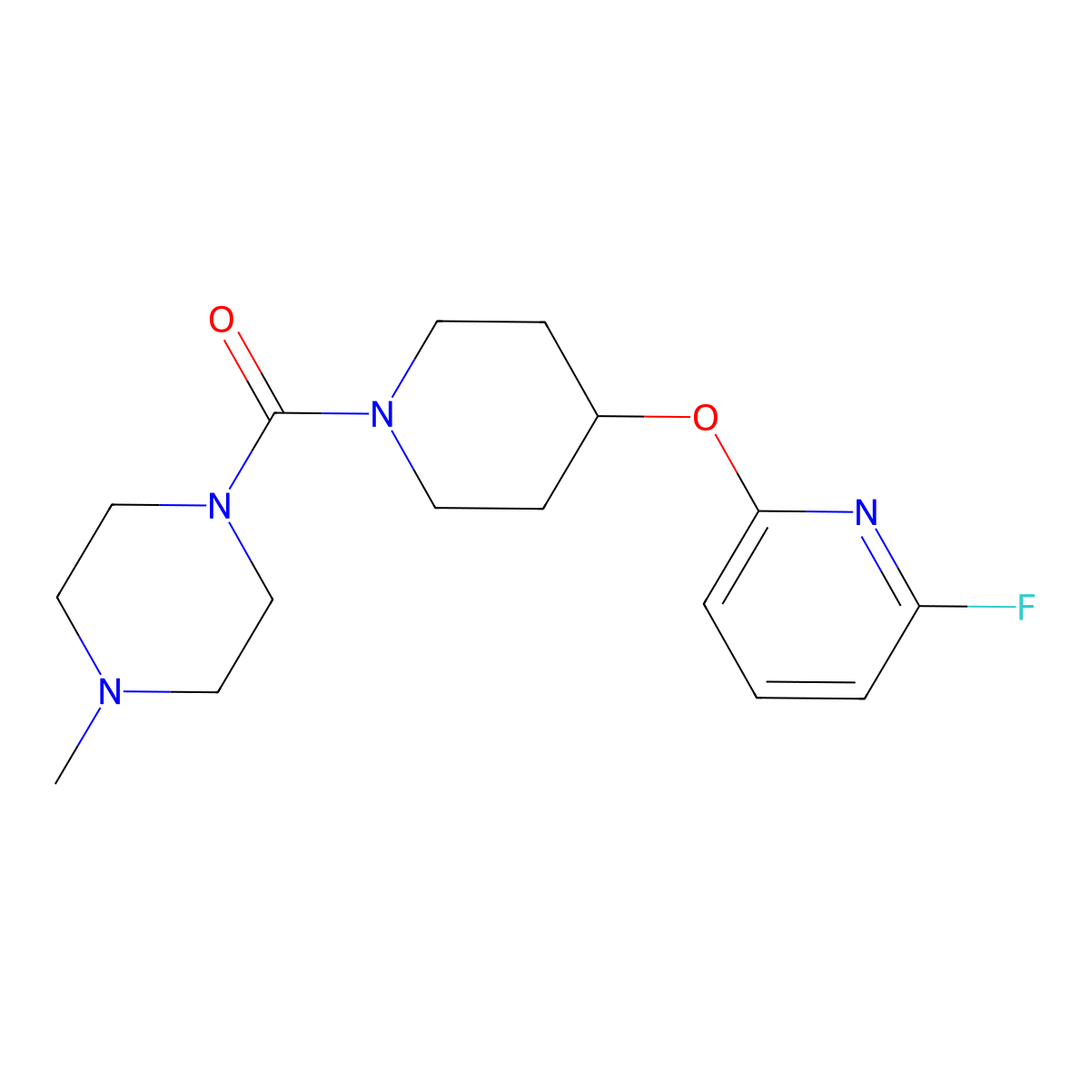 1-{4-[(6-Fluoropyridin-2-yl)oxy]piperidine-1-carbonyl}-4-methylpiperazine molecular structure, CAS 3054568-93-0
