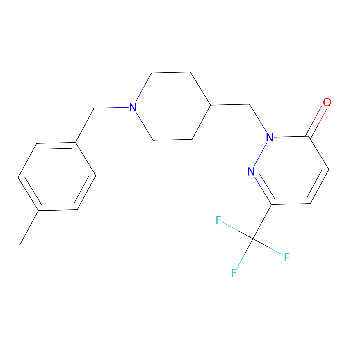 2-({1-[(4-Methylphenyl)methyl]piperidin-4-yl}methyl)-6-(trifluoromethyl)-2,3-dihydropyridazin-3-one molecular structure, CAS 3054569-06-8