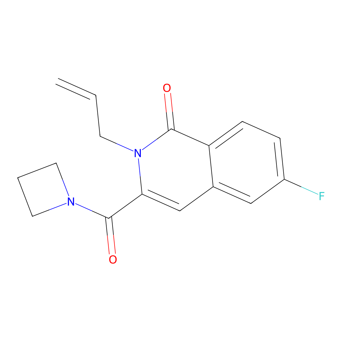 3-(Azetidine-1-carbonyl)-6-fluoro-2-(prop-2-en-1-yl)-1,2-dihydroisoquinolin-1-one molecular structure, CAS 3054569-10-4