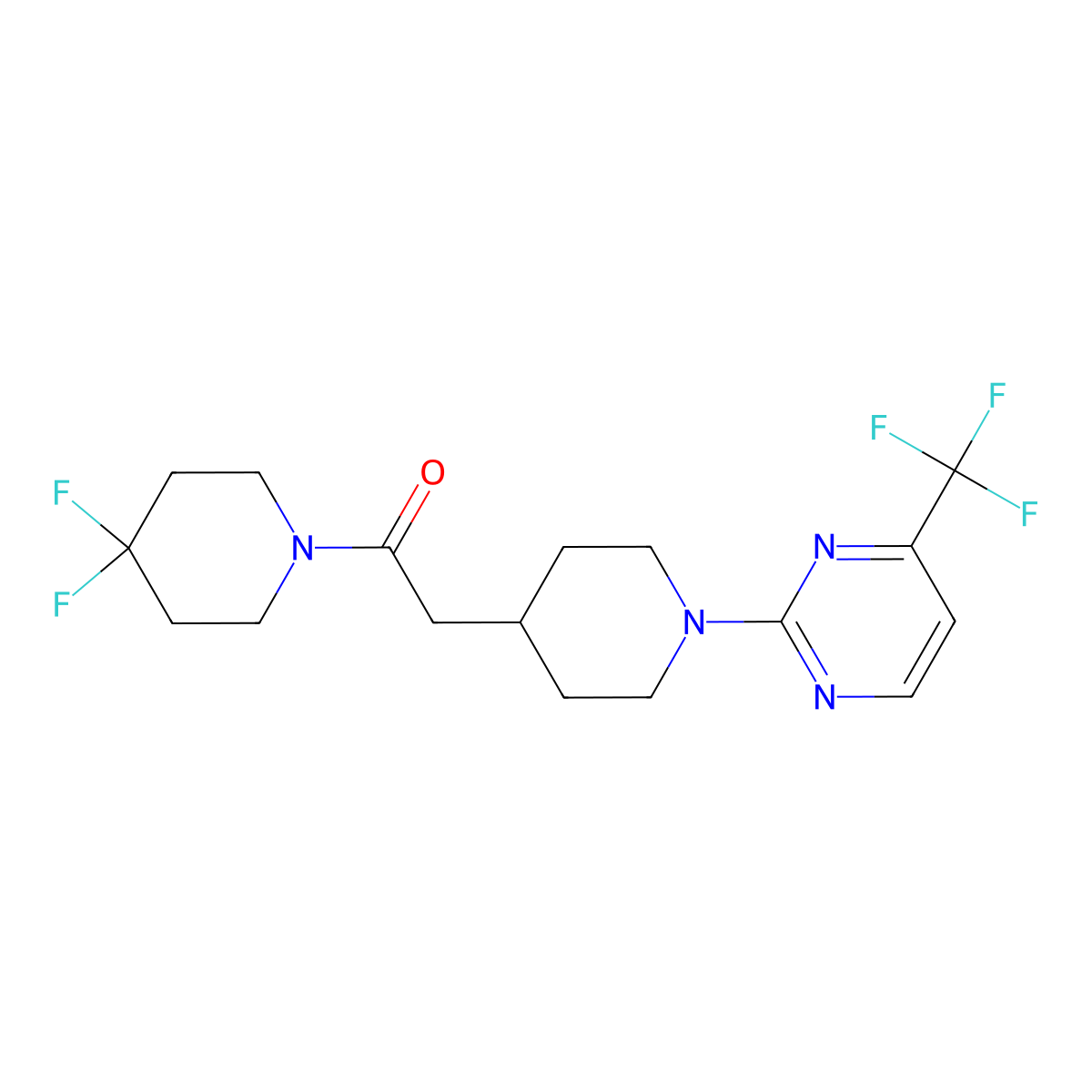 1-(4,4-Difluoropiperidin-1-yl)-2-{1-[4-(trifluoromethyl)pyrimidin-2-yl]piperidin-4-yl}ethan-1-one molecular structure, CAS 3054569-13-7