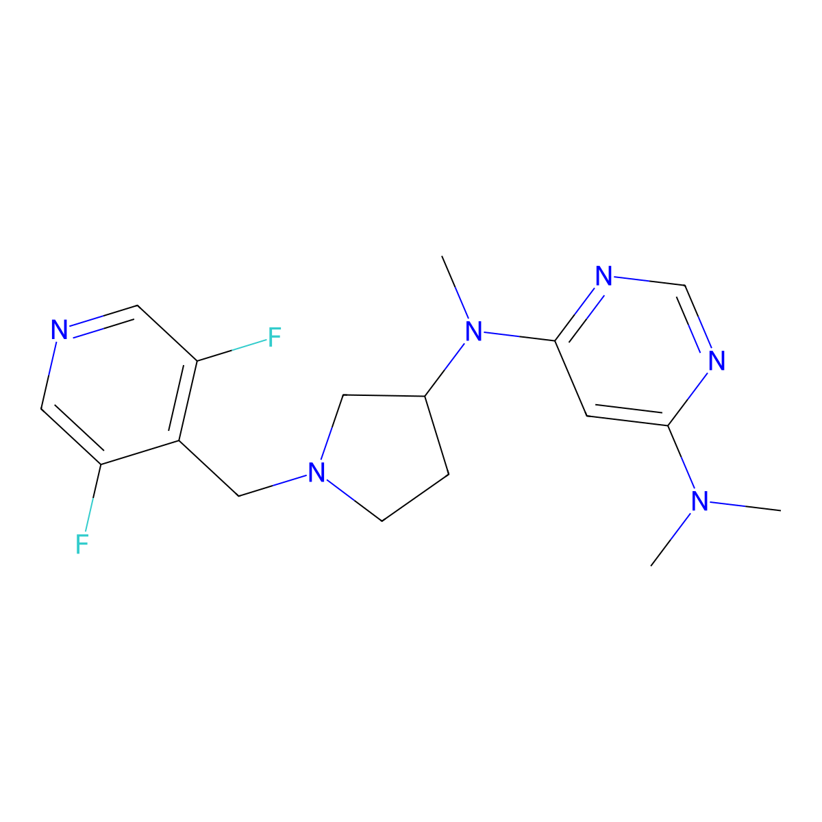 N4-{1-[(3,5-difluoropyridin-4-yl)methyl]pyrrolidin-3-yl}-N4,N6,N6-trimethylpyrimidine-4,6-diamine molecular structure, CAS 3054569-19-3