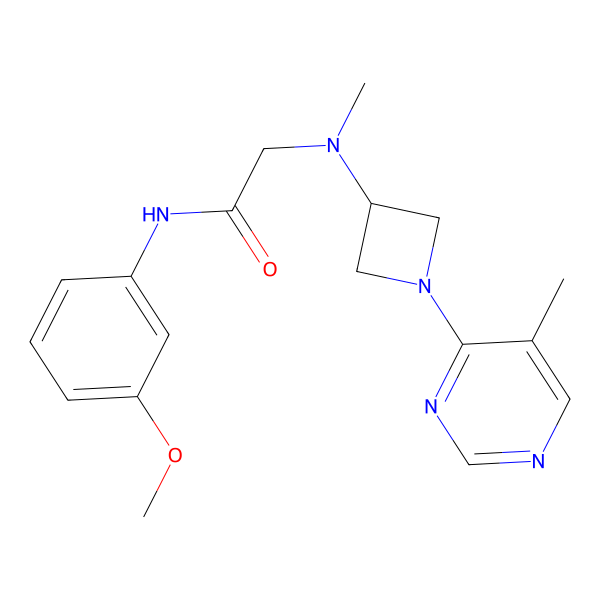 N-(3-methoxyphenyl)-2-{methyl[1-(5-methylpyrimidin-4-yl)azetidin-3-yl]amino}acetamide molecular structure, CAS 3054569-20-6
