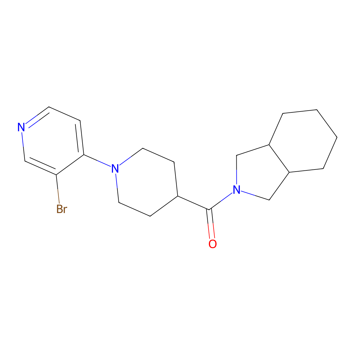 2-[1-(3-bromopyridin-4-yl)piperidine-4-carbonyl]-octahydro-1H-isoindole molecular structure, CAS 3054569-21-7