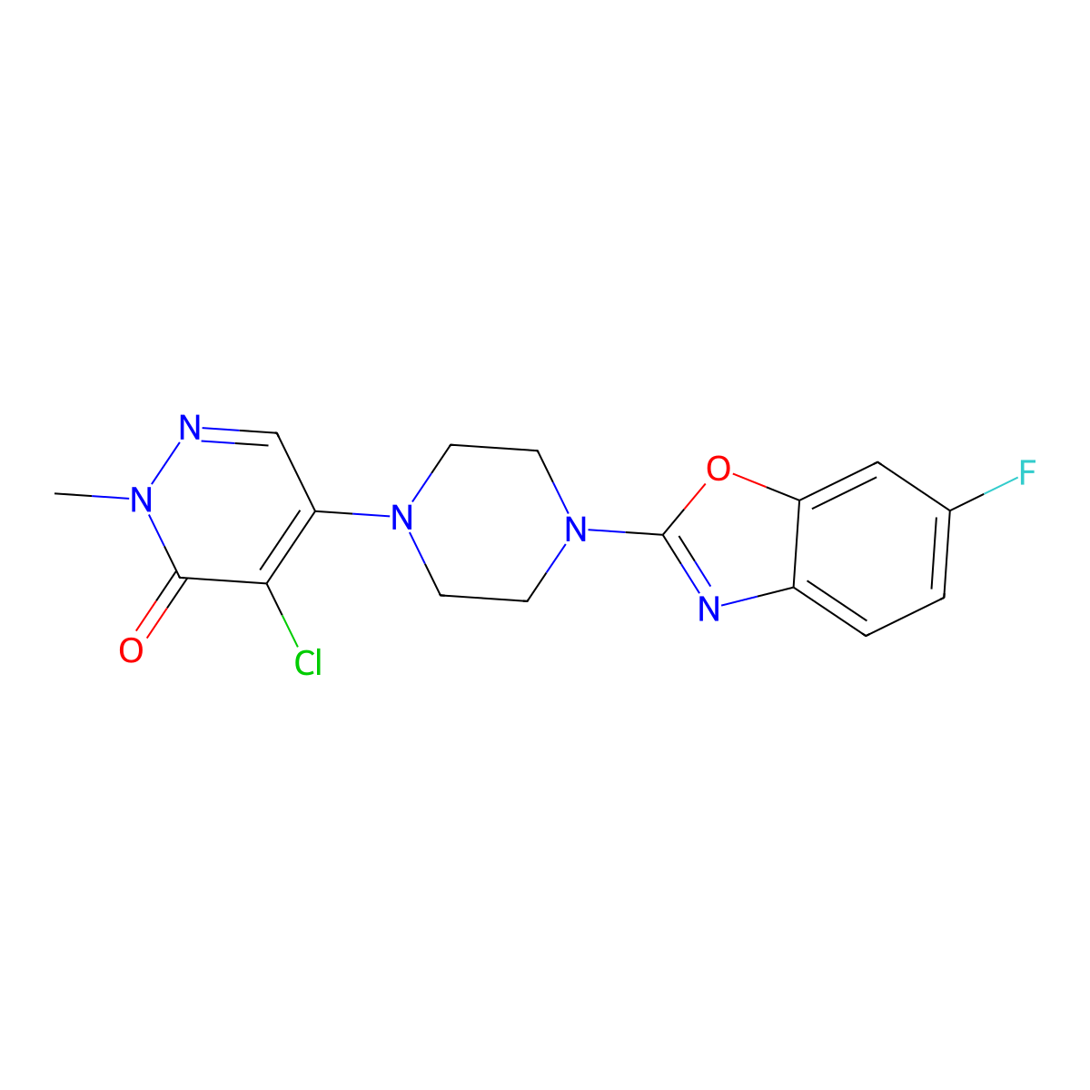 4-Chloro-5-[4-(6-fluoro-1,3-benzoxazol-2-yl)piperazin-1-yl]-2-methyl-2,3-dihydropyridazin-3-one molecular structure, CAS 3054569-23-9