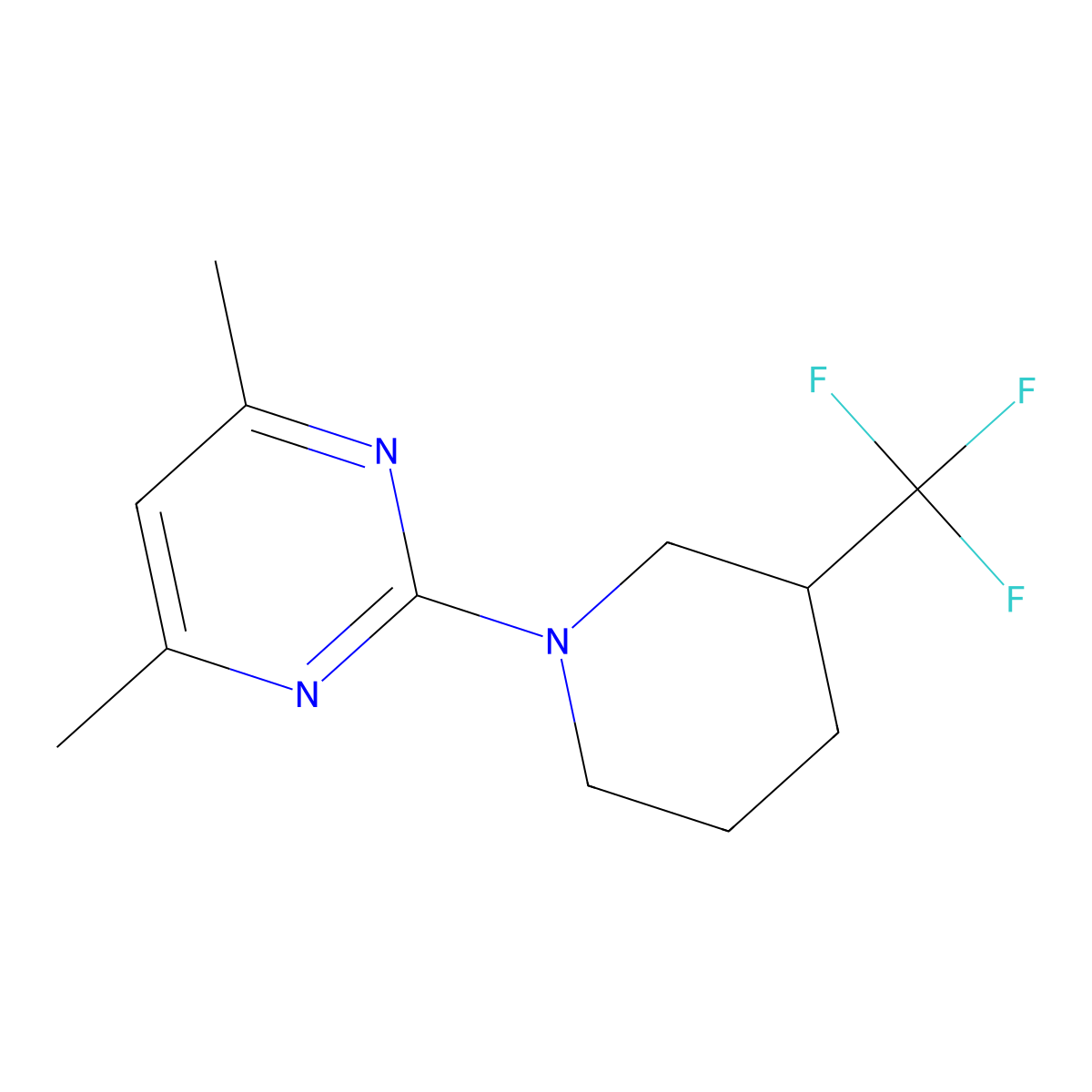 4,6-Dimethyl-2-[3-(trifluoromethyl)piperidin-1-yl]pyrimidine molecular structure, CAS 3054569-25-1