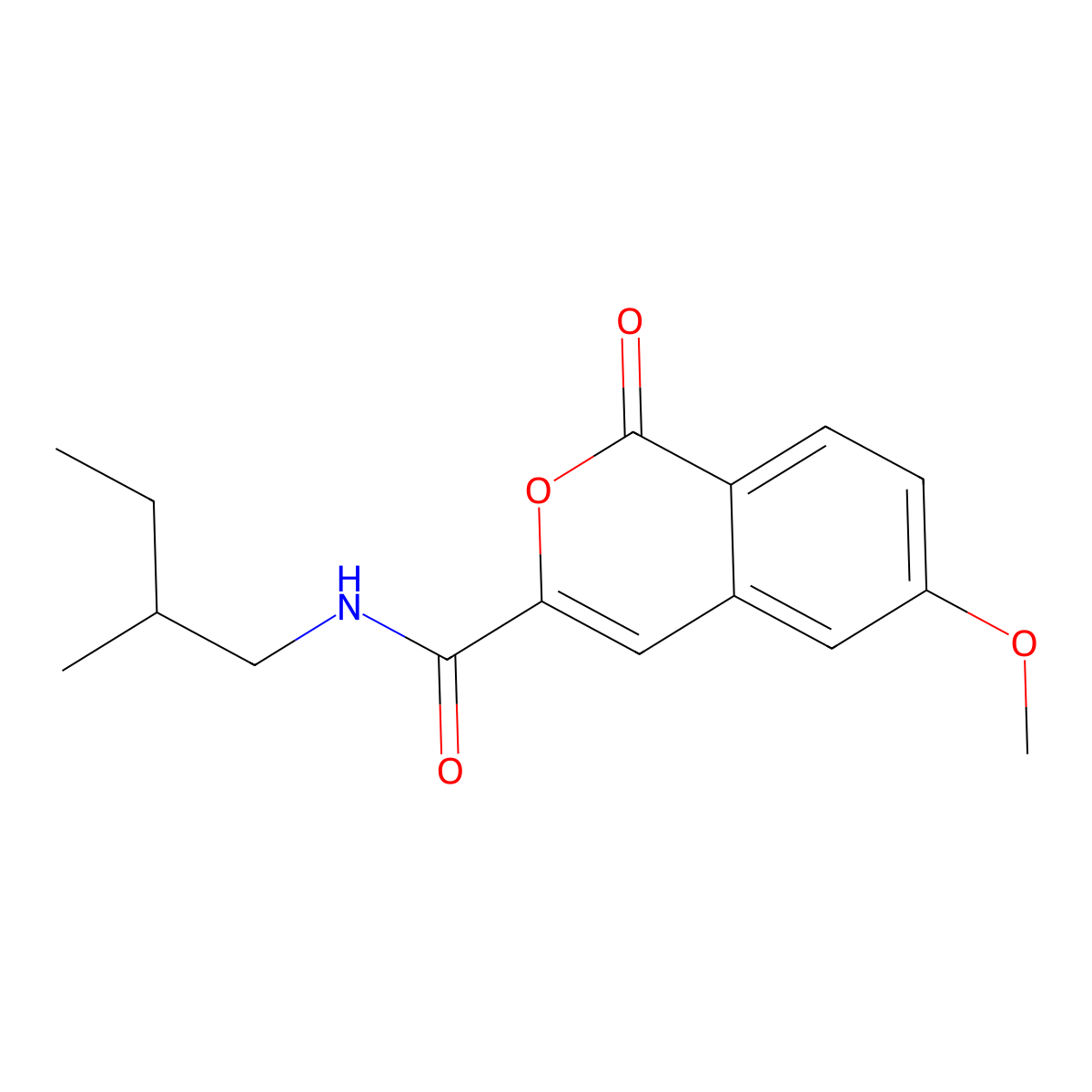 6-methoxy-N-(2-methylbutyl)-1-oxo-1H-isochromene-3-carboxamide molecular structure, CAS 3054569-27-3