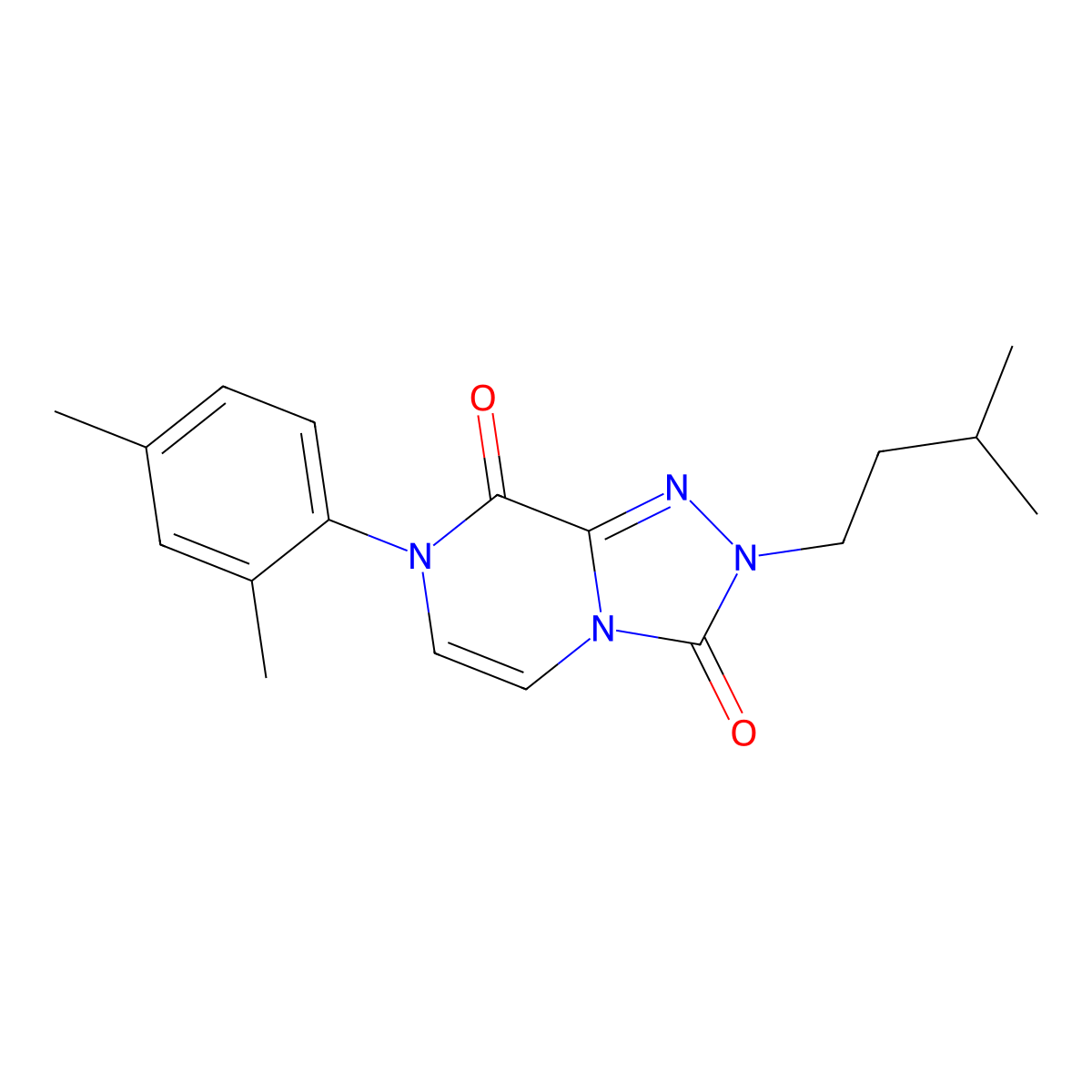 7-(2,4-dimethylphenyl)-2-(3-methylbutyl)-2H,3H,7H,8H-[1,2,4]triazolo[4,3-a]pyrazine-3,8-dione molecular structure, CAS 3054569-28-4