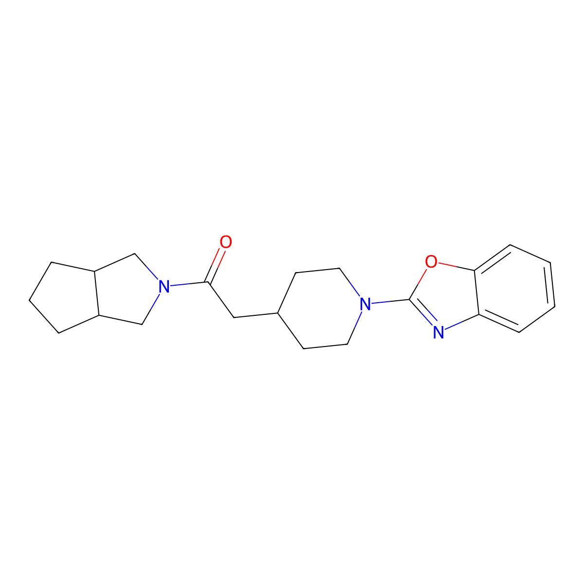 2-[1-(1,3-Benzoxazol-2-yl)piperidin-4-yl]-1-{octahydrocyclopenta[c]pyrrol-2-yl}ethan-1-one molecular structure, CAS 3054569-36-4