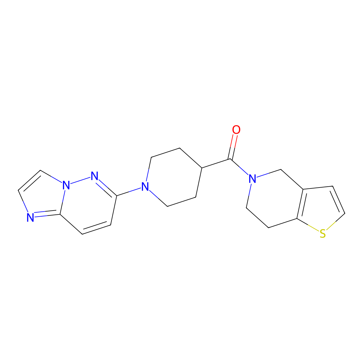 1-{imidazo[1,2-b]pyridazin-6-yl}-4-{4H,5H,6H,7H-thieno[3,2-c]pyridine-5-carbonyl}piperidine molecular structure, CAS 3054569-39-7