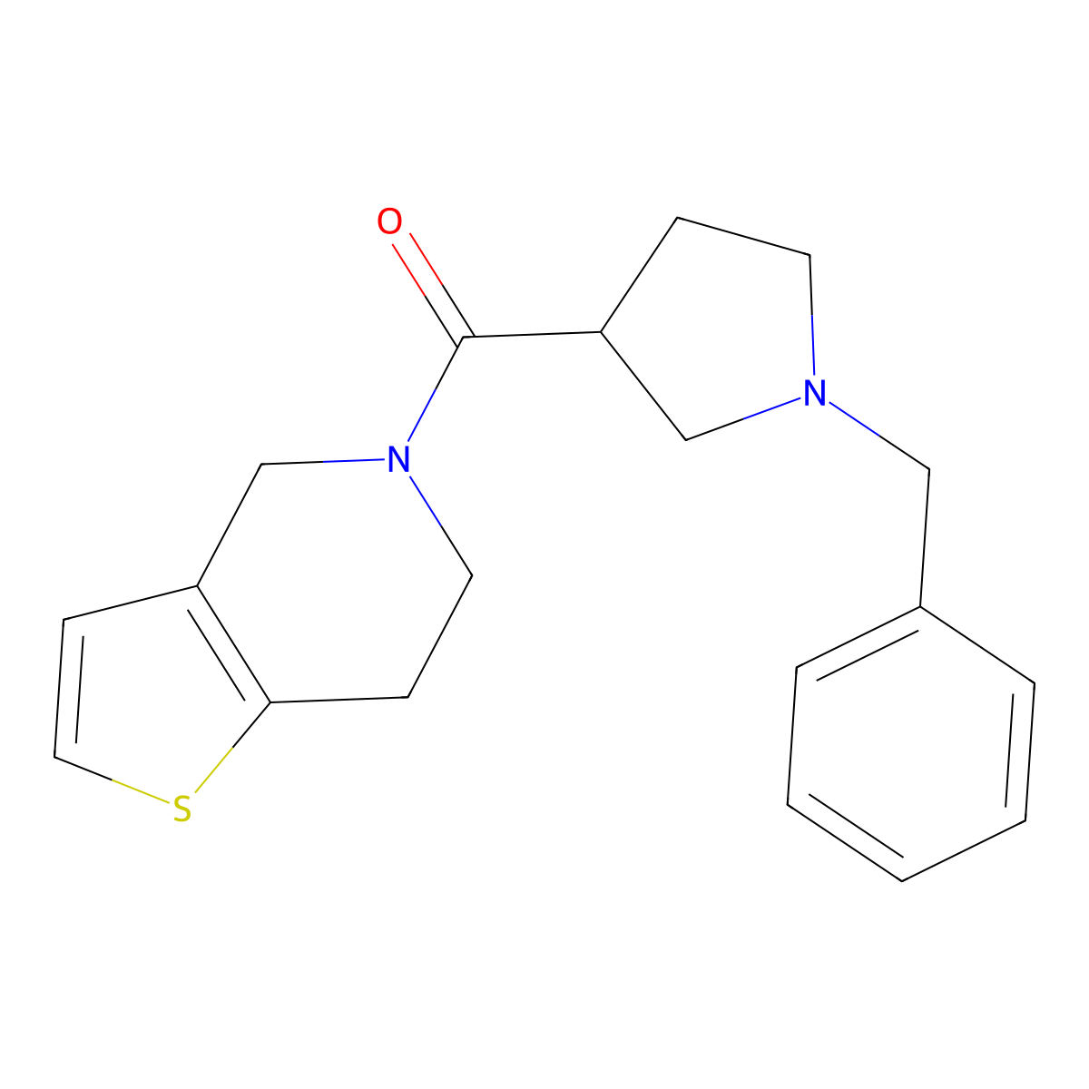 1-benzyl-3-{4H,5H,6H,7H-thieno[3,2-c]pyridine-5-carbonyl}pyrrolidine molecular structure, CAS 3054569-44-4
