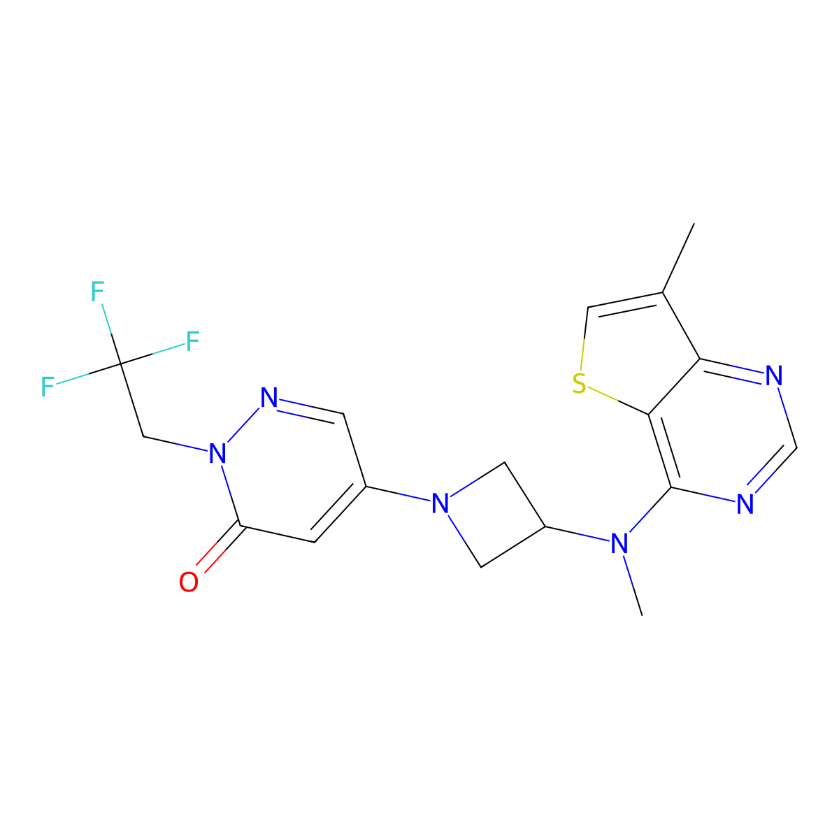 5-{3-[Methyl({7-methylthieno[3,2-d]pyrimidin-4-yl})amino]azetidin-1-yl}-2-(2,2,2-trifluoroethyl)-2,3-dihydropyridazin-3-one molecular structure, CAS 3054569-46-6