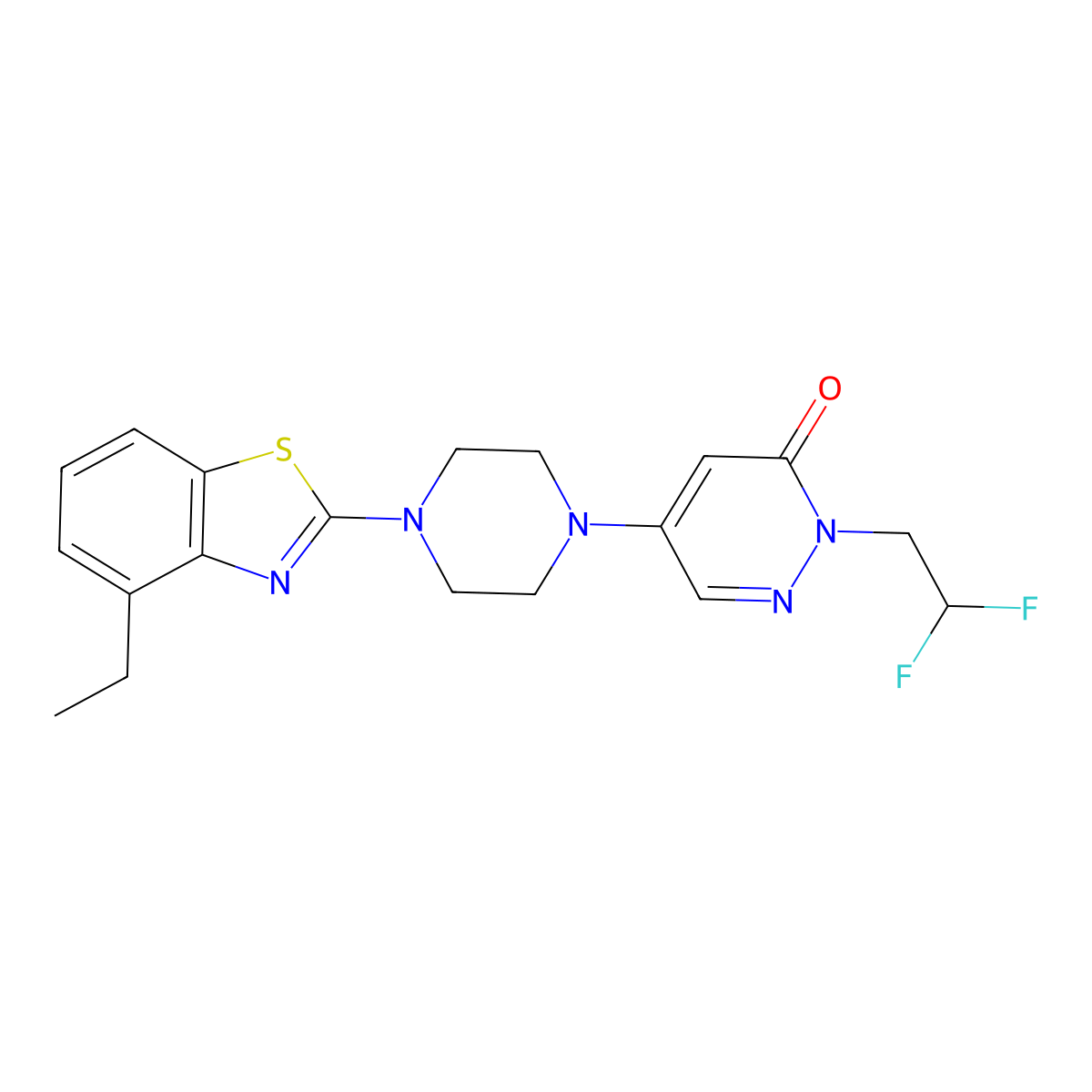 2-(2,2-Difluoroethyl)-5-[4-(4-ethyl-1,3-benzothiazol-2-yl)piperazin-1-yl]-2,3-dihydropyridazin-3-one molecular structure, CAS 3054569-52-4