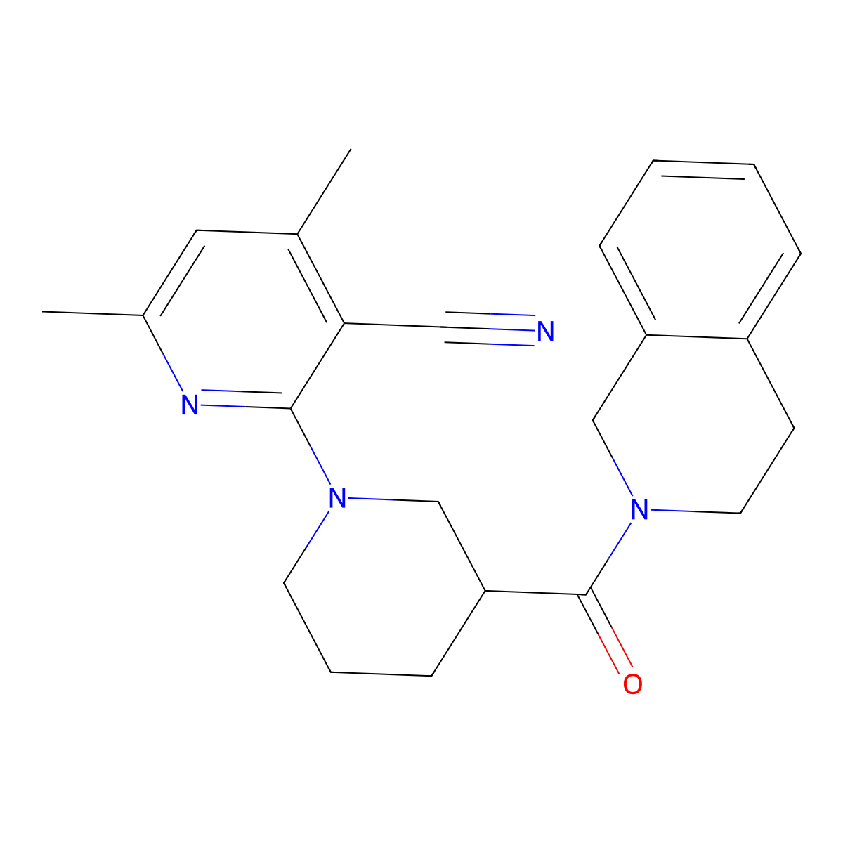 4,6-Dimethyl-2-[3-(1,2,3,4-tetrahydroisoquinoline-2-carbonyl)piperidin-1-yl]pyridine-3-carbonitrile molecular structure, CAS 3054569-54-6