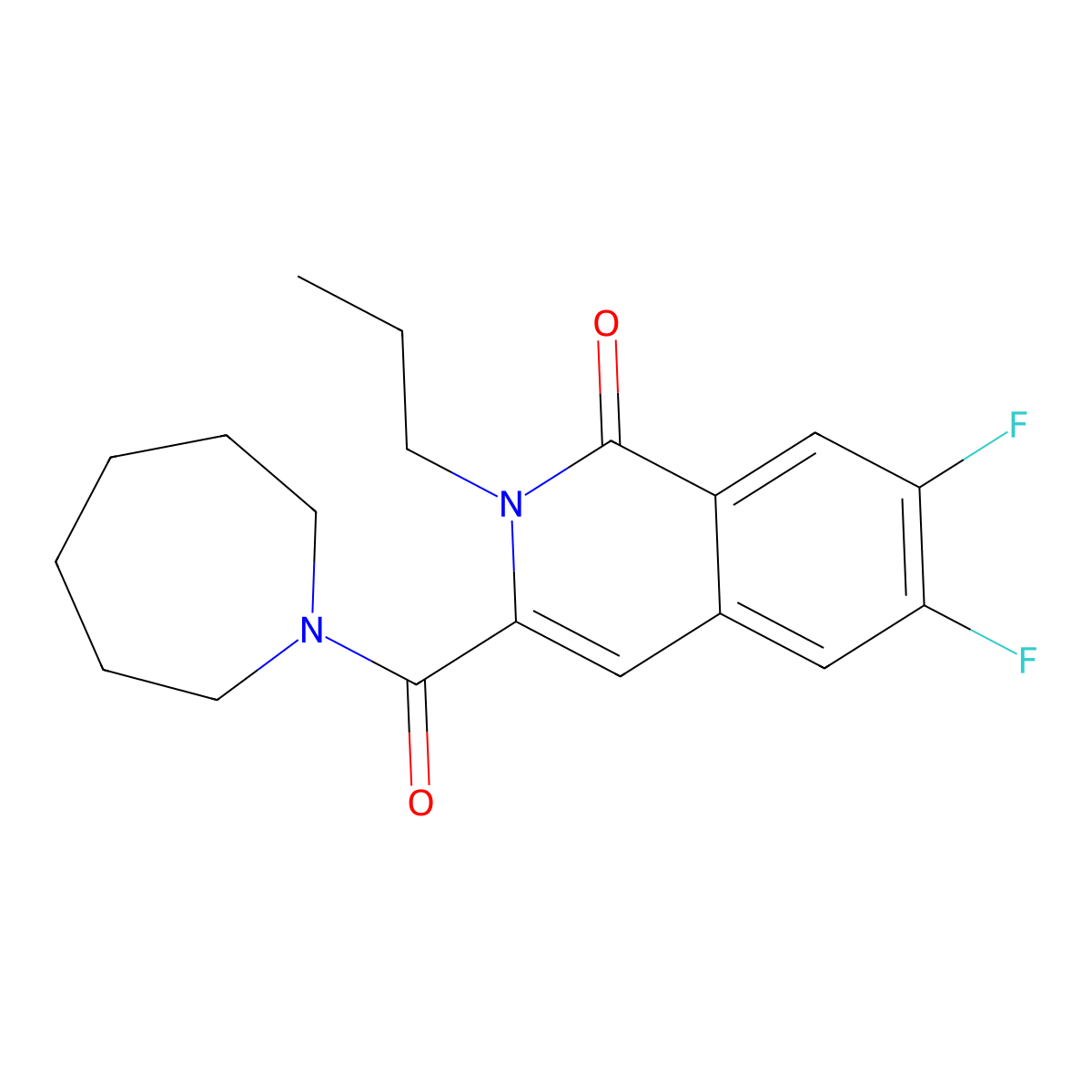 3-(Azepane-1-carbonyl)-6,7-difluoro-2-propyl-1,2-dihydroisoquinolin-1-one molecular structure, CAS 3054569-55-7