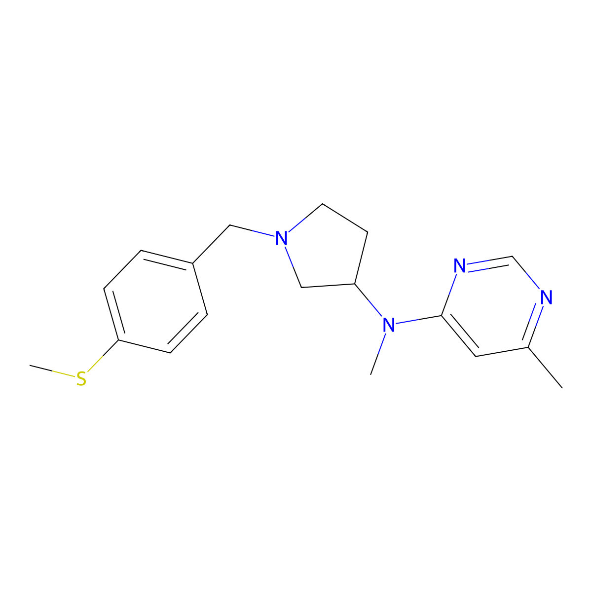 N,6-dimethyl-N-(1-{[4-(methylsulfanyl)phenyl]methyl}pyrrolidin-3-yl)pyrimidin-4-amine molecular structure, CAS 3054569-56-8