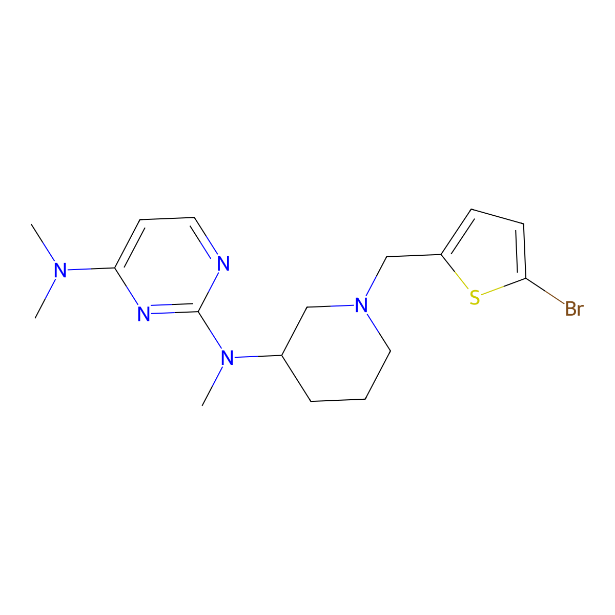 2-N-[1-[(5-bromothiophen-2-yl)methyl]piperidin-3-yl]-2-N,4-N,4-N-trimethylpyrimidine-2,4-diamine molecular structure, CAS 3054569-60-4