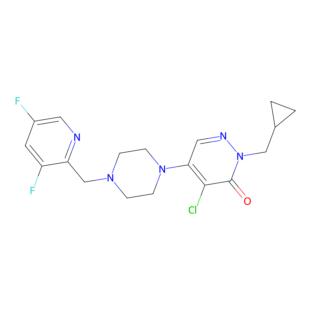 4-Chloro-2-(cyclopropylmethyl)-5-{4-[(3,5-difluoropyridin-2-yl)methyl]piperazin-1-yl}-2,3-dihydropyridazin-3-one molecular structure, CAS 3054569-61-5