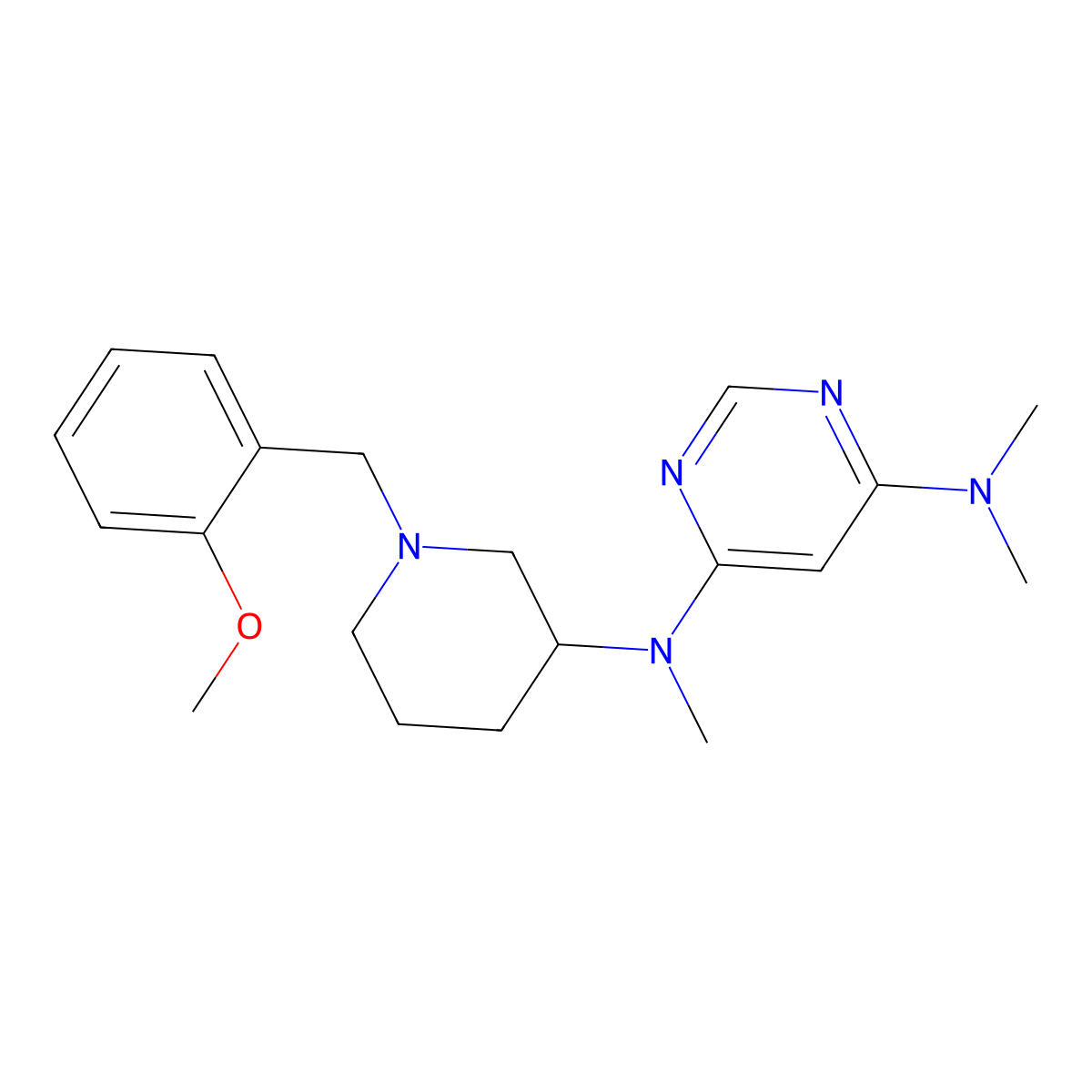 N4-{1-[(2-methoxyphenyl)methyl]piperidin-3-yl}-N4,N6,N6-trimethylpyrimidine-4,6-diamine molecular structure, CAS 3054569-65-9