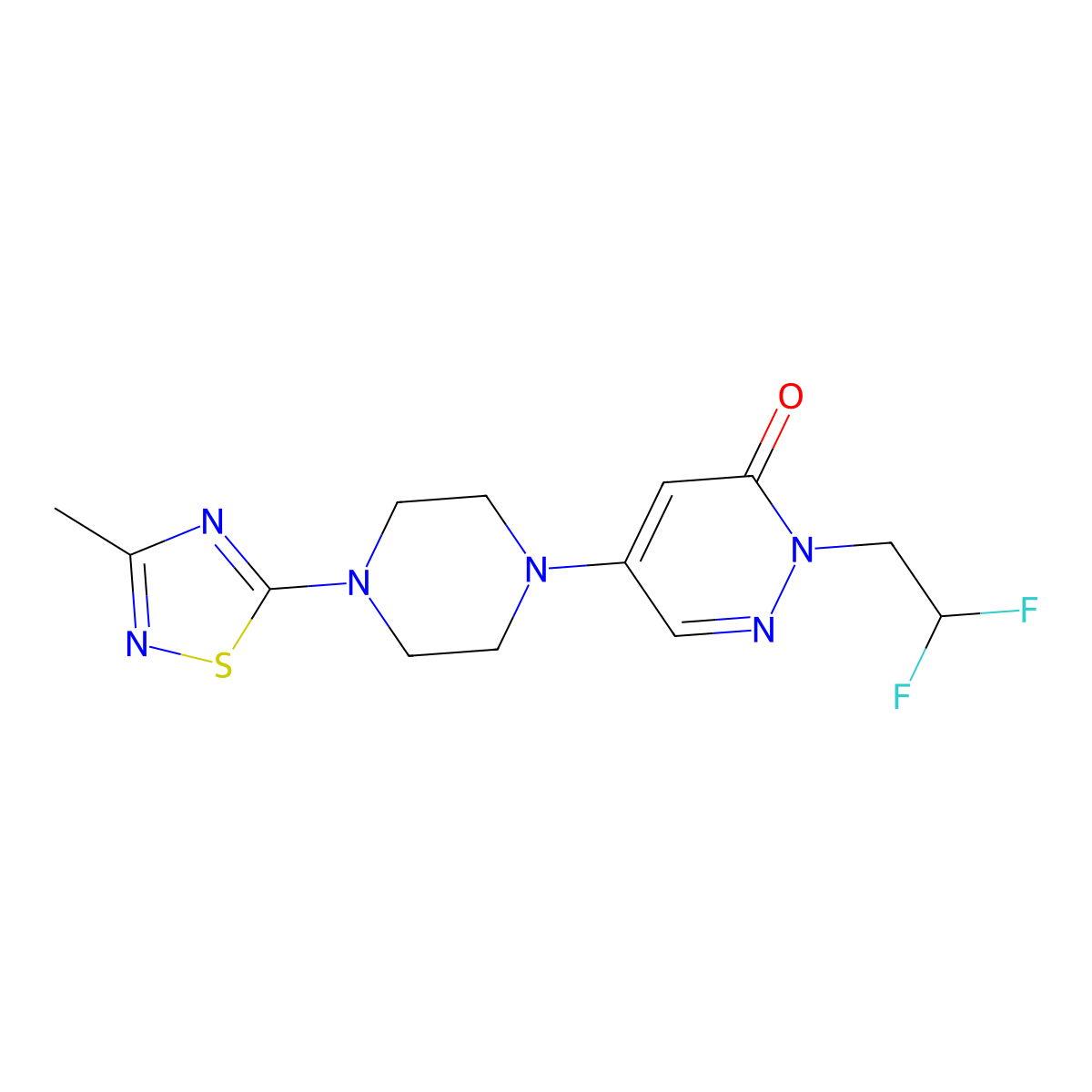 2-(2,2-Difluoroethyl)-5-[4-(3-methyl-1,2,4-thiadiazol-5-yl)piperazin-1-yl]-2,3-dihydropyridazin-3-one molecular structure, CAS 3054569-67-1