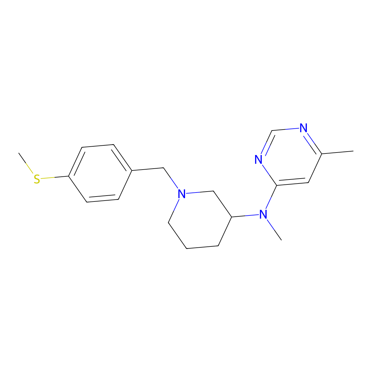 N,6-dimethyl-N-(1-{[4-(methylsulfanyl)phenyl]methyl}piperidin-3-yl)pyrimidin-4-amine molecular structure, CAS 3054569-68-2