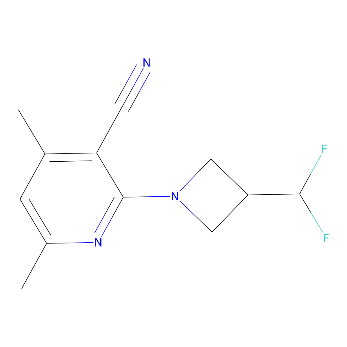 2-[3-(Difluoromethyl)azetidin-1-yl]-4,6-dimethylpyridine-3-carbonitrile molecular structure, CAS 3054569-73-9