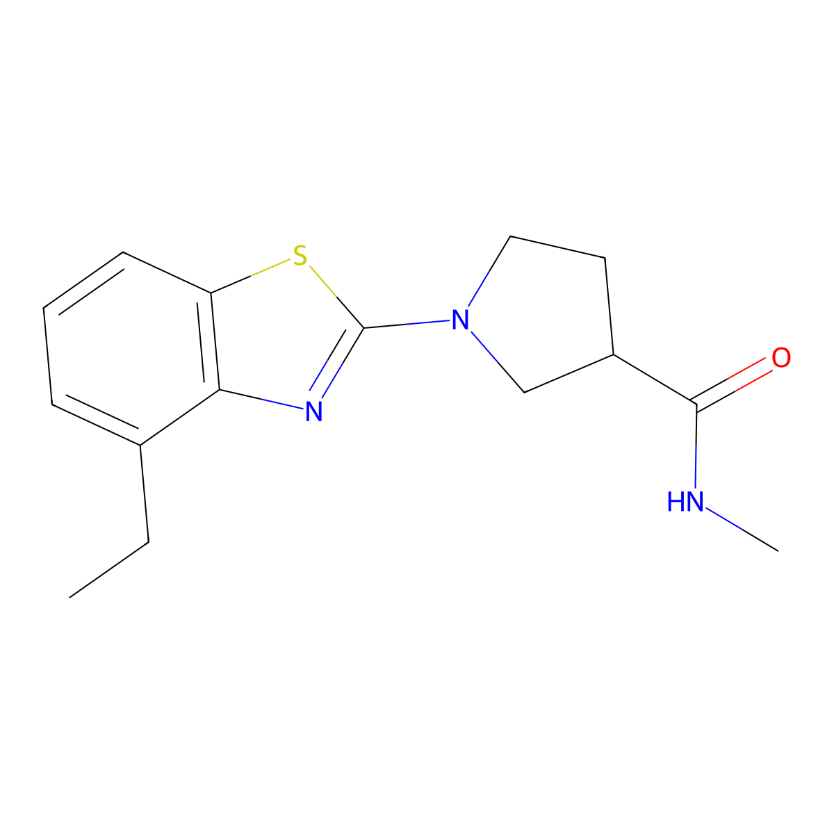 1-(4-ethyl-1,3-benzothiazol-2-yl)-N-methylpyrrolidine-3-carboxamide molecular structure, CAS 3054569-84-2