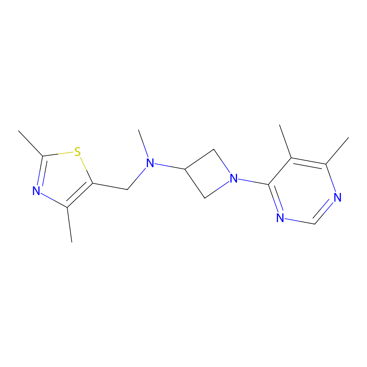 N-[(2,4-dimethyl-1,3-thiazol-5-yl)methyl]-1-(5,6-dimethylpyrimidin-4-yl)-N-methylazetidin-3-amine molecular structure, CAS 3054569-87-5