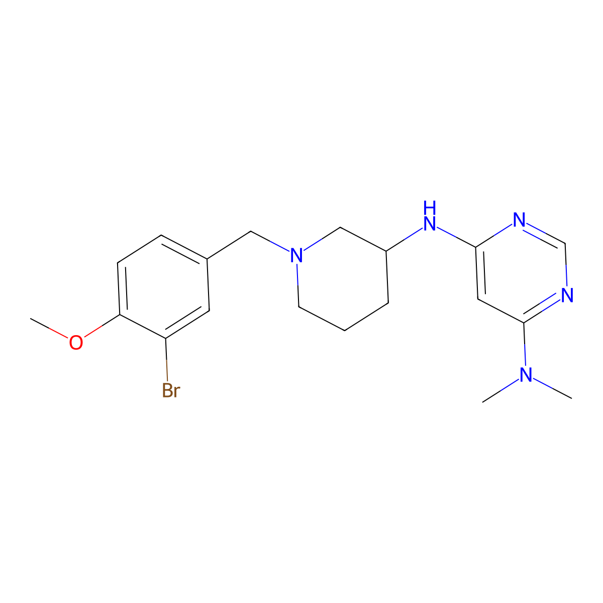 N6-{1-[(3-bromo-4-methoxyphenyl)methyl]piperidin-3-yl}-N4,N4-dimethylpyrimidine-4,6-diamine molecular structure, CAS 3054569-89-7