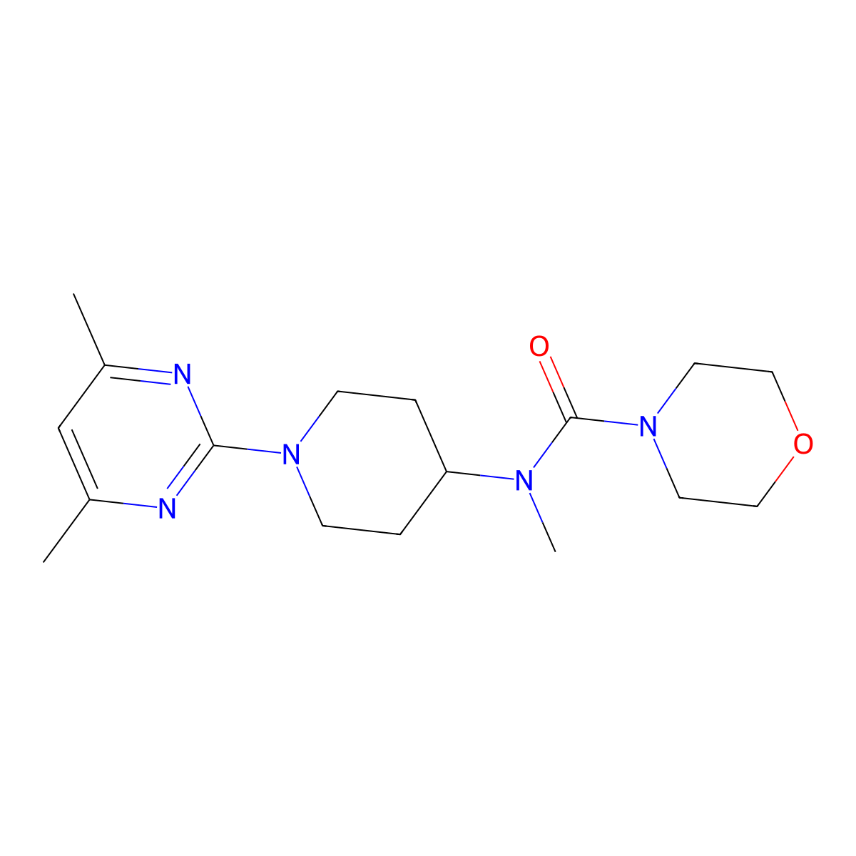 N-[1-(4,6-dimethylpyrimidin-2-yl)piperidin-4-yl]-N-methylmorpholine-4-carboxamide molecular structure, CAS 3054569-90-0