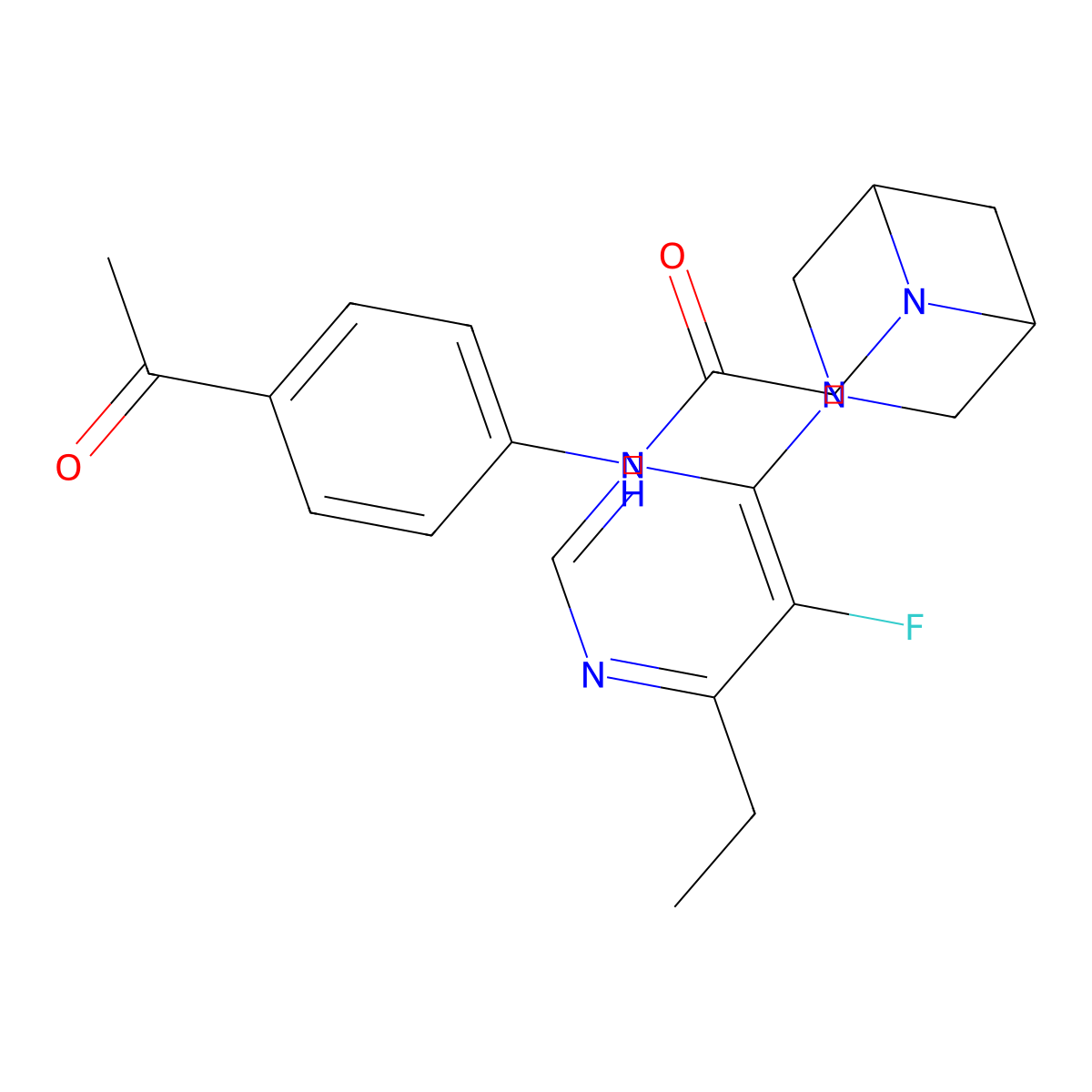 N-(4-acetylphenyl)-2-[3-(6-ethyl-5-fluoropyrimidin-4-yl)-3,6-diazabicyclo[3.1.1]heptan-6-yl]acetamide molecular structure, CAS 3054569-92-2