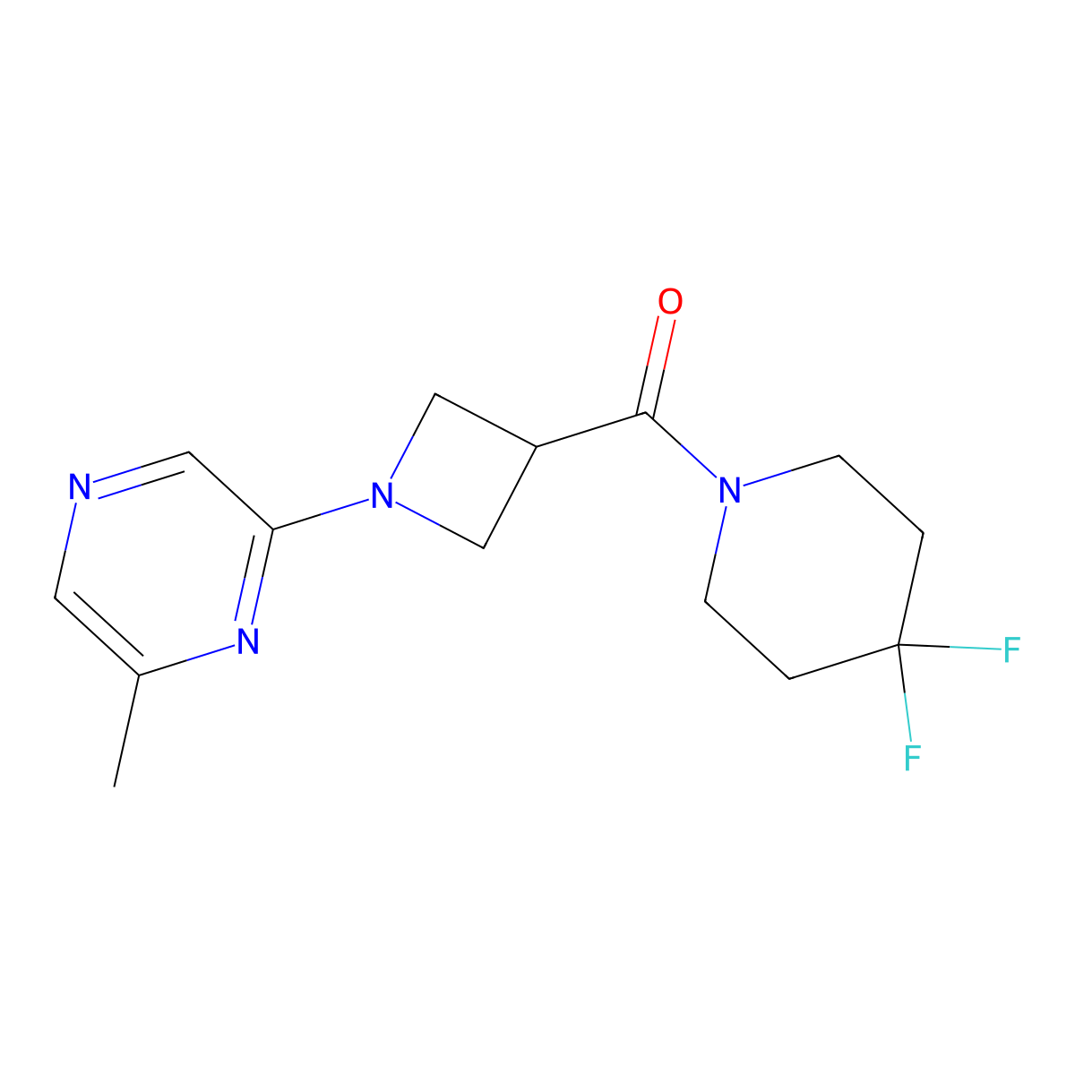 2-[3-(4,4-Difluoropiperidine-1-carbonyl)azetidin-1-yl]-6-methylpyrazine molecular structure, CAS 3054569-97-7