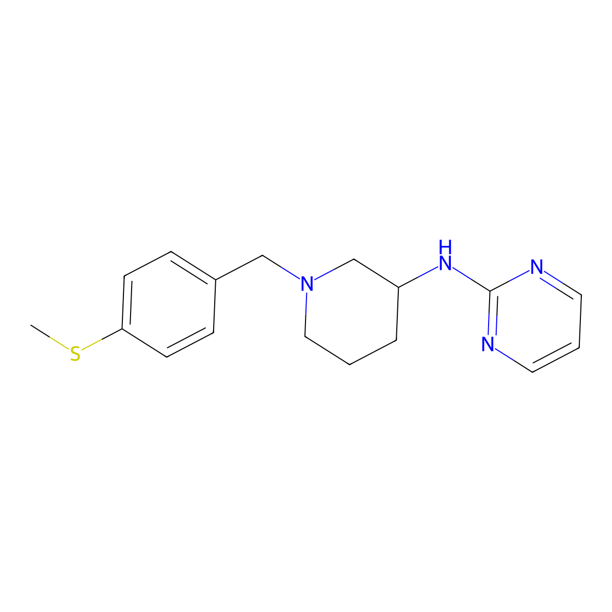 N-(1-{[4-(methylsulfanyl)phenyl]methyl}piperidin-3-yl)pyrimidin-2-amine molecular structure, CAS 3054570-02-1