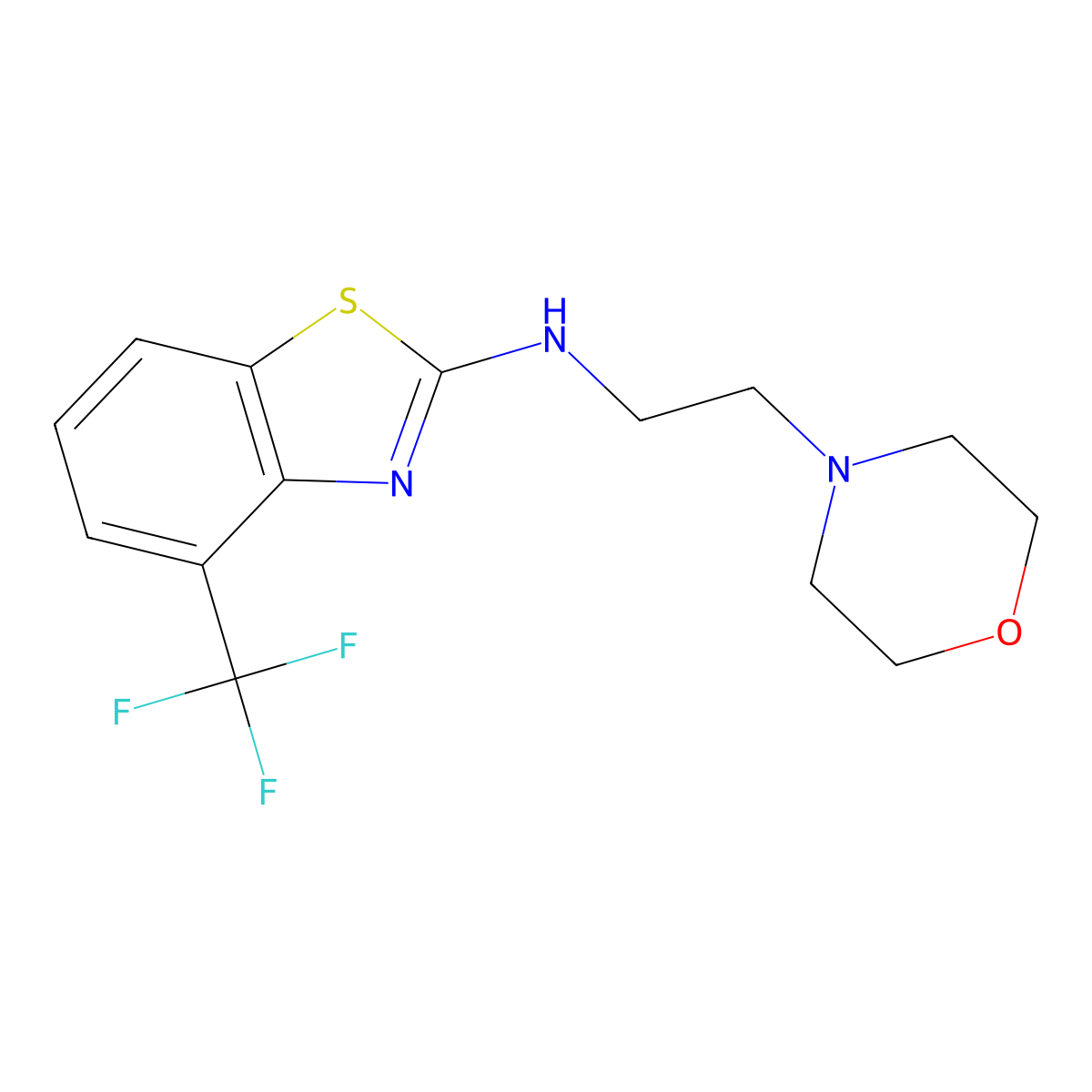 N-[2-(morpholin-4-yl)ethyl]-4-(trifluoromethyl)-1,3-benzothiazol-2-amine molecular structure, CAS 3054570-03-2