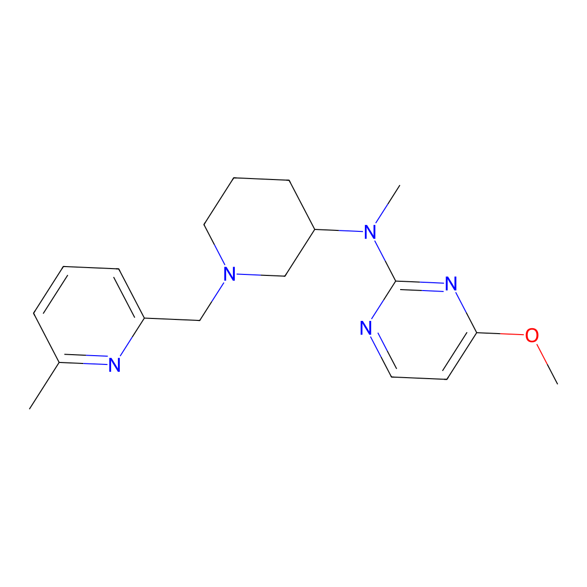 4-methoxy-N-methyl-N-{1-[(6-methylpyridin-2-yl)methyl]piperidin-3-yl}pyrimidin-2-amine molecular structure, CAS 3054570-04-3