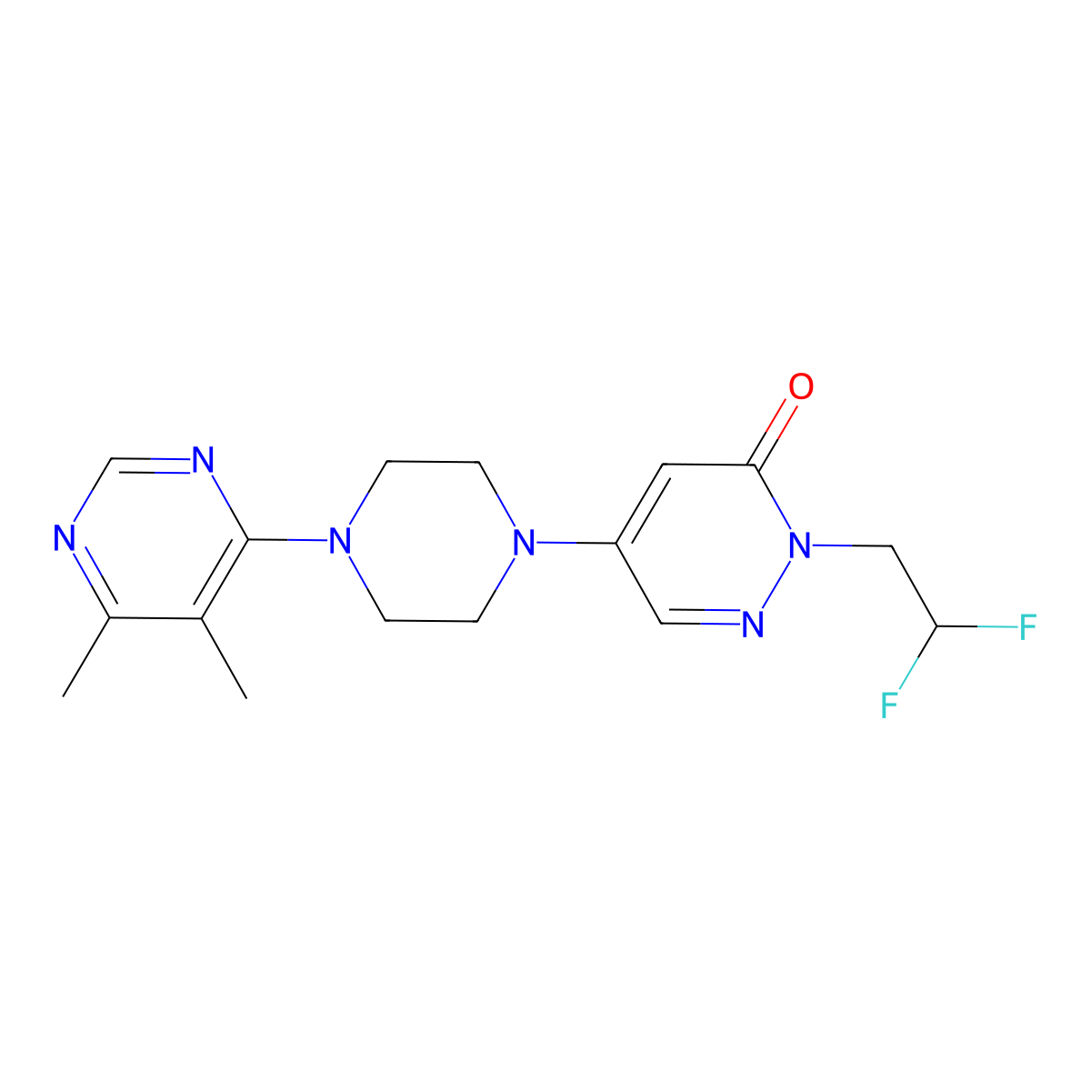 5-(4-{2-tert-butyl-5H,6H,7H-cyclopenta[d]pyrimidin-4-yl}piperazin-1-yl)-2-(2,2-difluoroethyl)-2,3-dihydropyridazin-3-one molecular structure, CAS 3054570-10-1