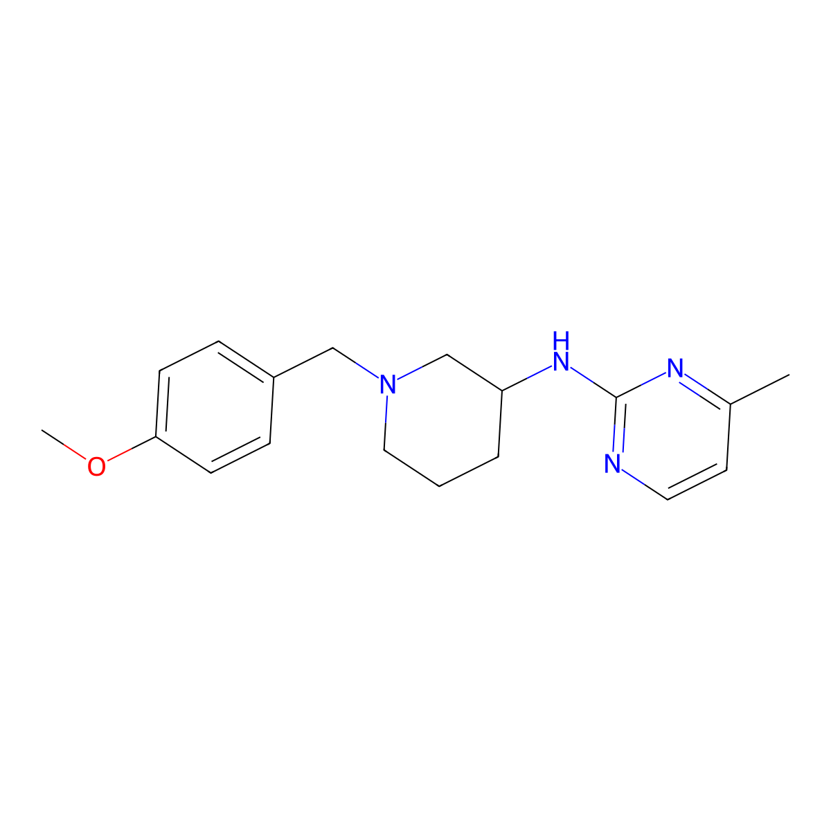 N-{1-[(4-methoxyphenyl)methyl]piperidin-3-yl}-4-methylpyrimidin-2-amine molecular structure, CAS 3054570-11-2