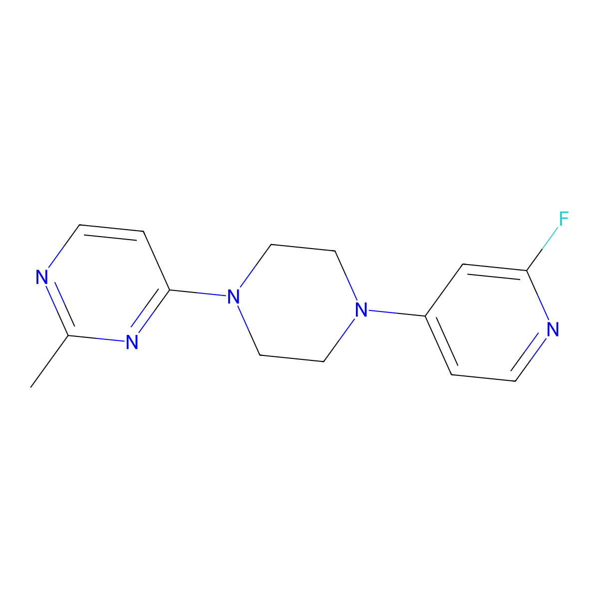 4-[4-(2-Fluoropyridin-4-yl)piperazin-1-yl]-2-methylpyrimidine molecular structure, CAS 3054570-15-6