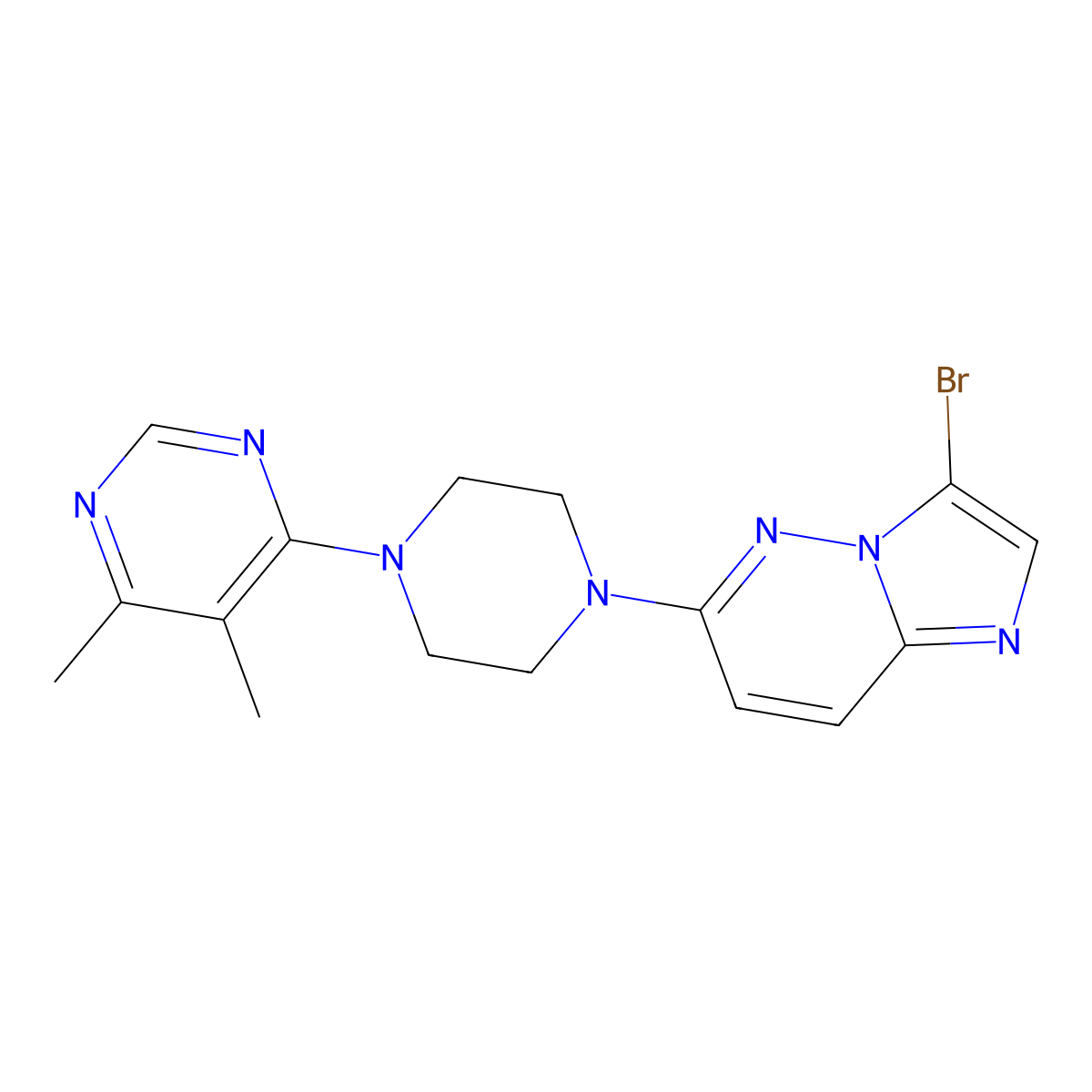 4-(4-{3-Bromoimidazo[1,2-b]pyridazin-6-yl}piperazin-1-yl)-5,6-dimethylpyrimidine molecular structure, CAS 3054570-21-4