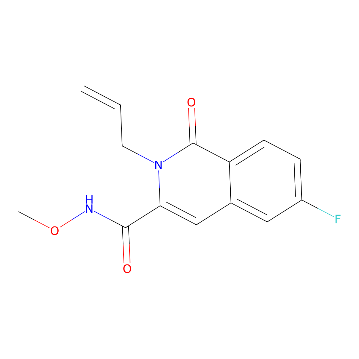 6-fluoro-N-methoxy-1-oxo-2-(prop-2-en-1-yl)-1,2-dihydroisoquinoline-3-carboxamide molecular structure, CAS 3054570-24-7