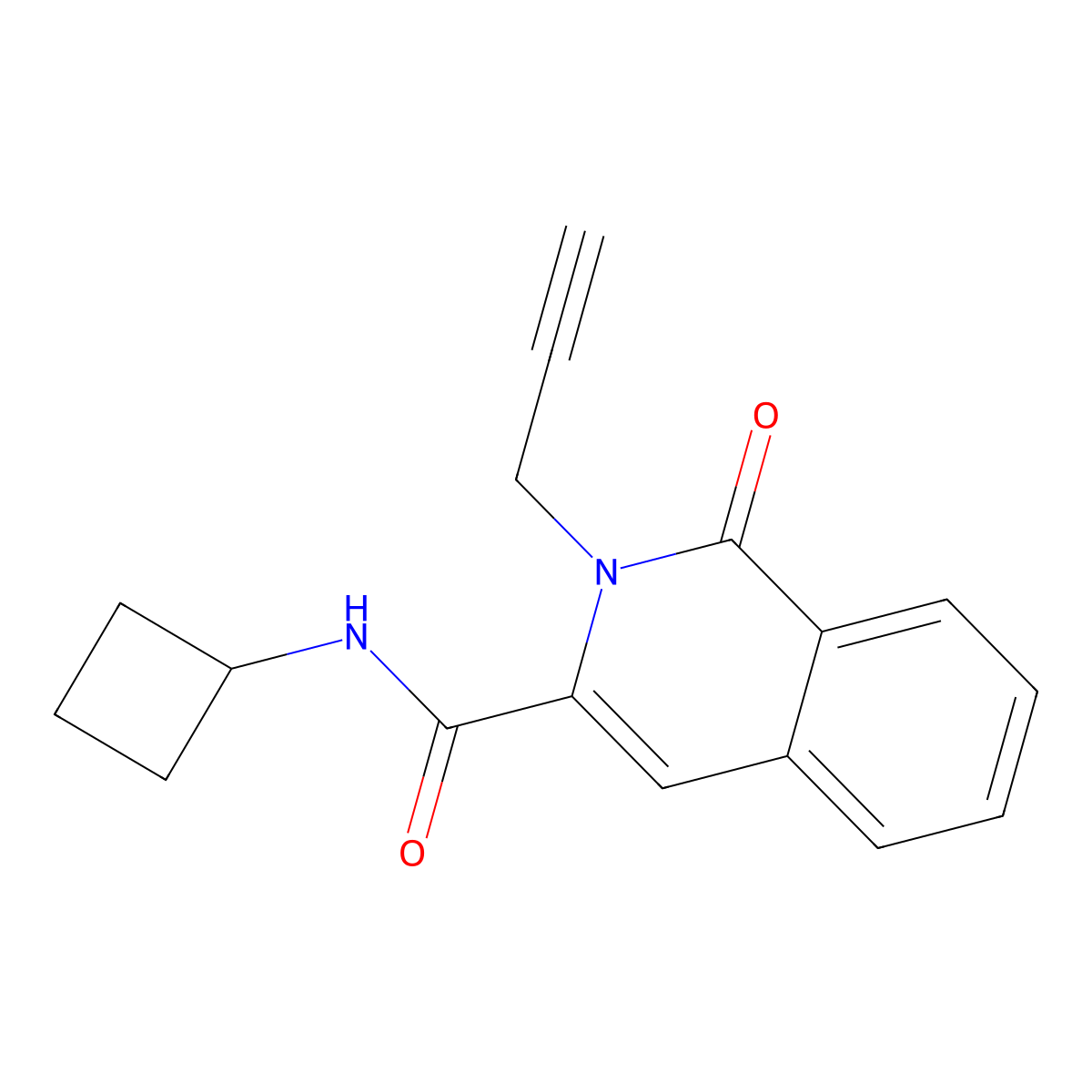 N-cyclobutyl-1-oxo-2-(prop-2-yn-1-yl)-1,2-dihydroisoquinoline-3-carboxamide molecular structure, CAS 3054570-26-9