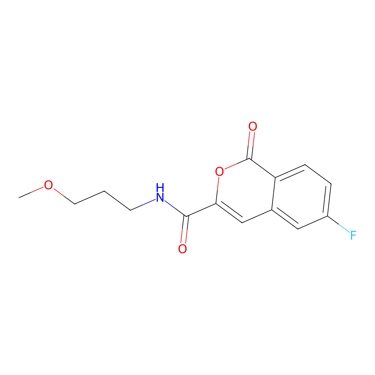 6-fluoro-N-(3-methoxypropyl)-1-oxo-1H-isochromene-3-carboxamide molecular structure, CAS 3054570-37-2