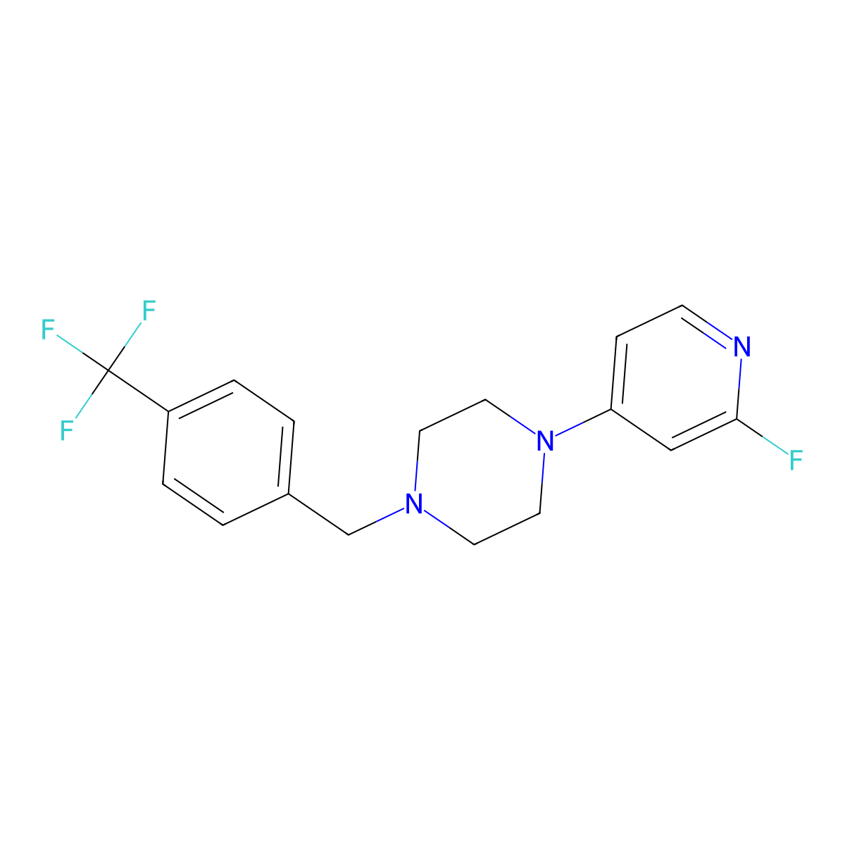 1-(2-Fluoropyridin-4-yl)-4-[[4-(trifluoromethyl)phenyl]methyl]piperazine molecular structure, CAS 3054570-38-3