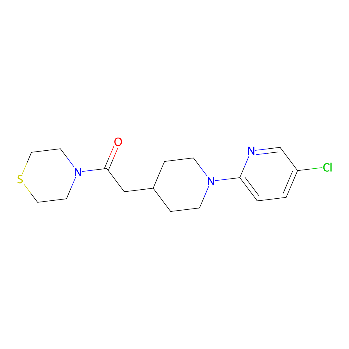 2-[1-(5-Chloropyridin-2-yl)piperidin-4-yl]-1-(thiomorpholin-4-yl)ethan-1-one molecular structure, CAS 3054570-40-7
