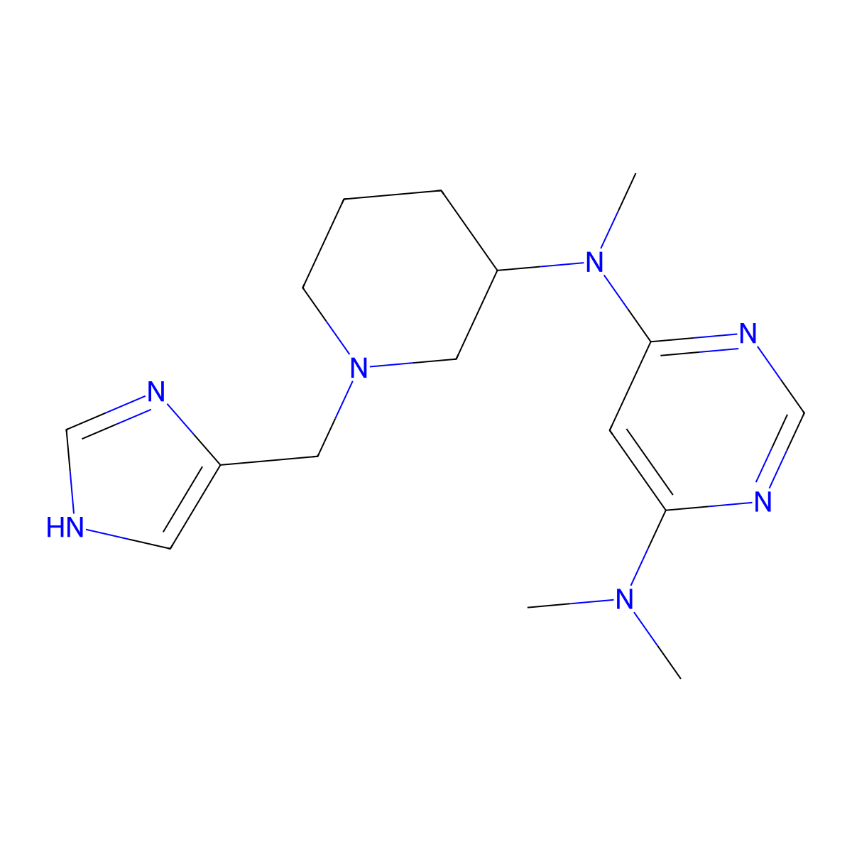 N4-{1-[(1H-imidazol-4-yl)methyl]piperidin-3-yl}-N4,N6,N6-trimethylpyrimidine-4,6-diamine molecular structure, CAS 3054570-45-2