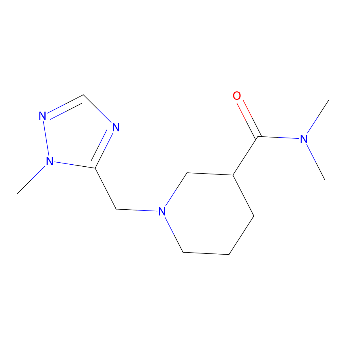 N,N-dimethyl-1-[(1-methyl-1H-1,2,4-triazol-5-yl)methyl]piperidine-3-carboxamide molecular structure, CAS 3054570-48-5