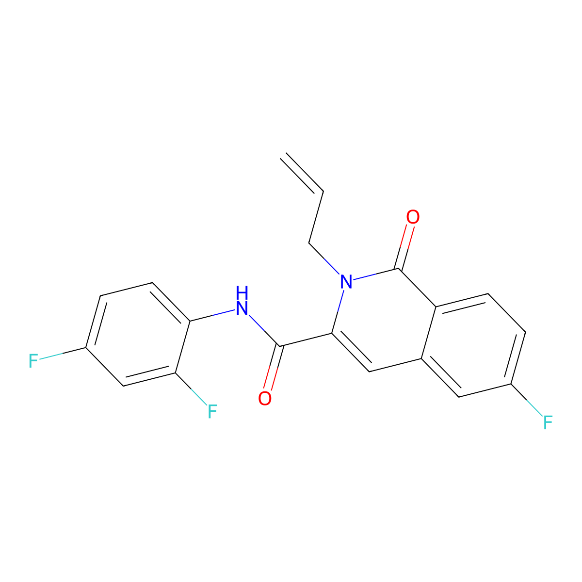 N-(2,4-difluorophenyl)-6-fluoro-1-oxo-2-(prop-2-en-1-yl)-1,2-dihydroisoquinoline-3-carboxamide molecular structure, CAS 3054570-52-1
