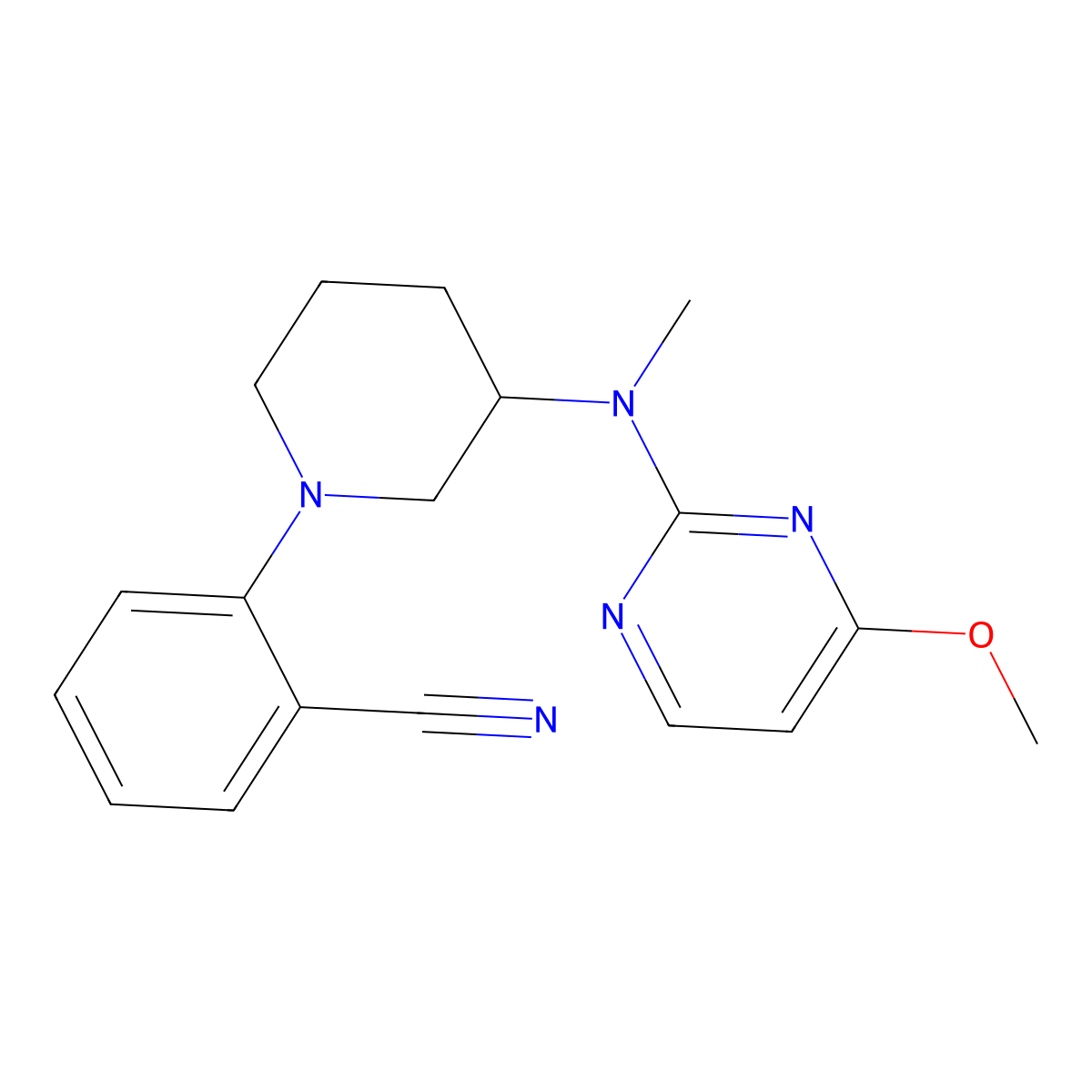 2-{3-[(4-Methoxypyrimidin-2-yl)(methyl)amino]piperidin-1-yl}benzonitrile molecular structure, CAS 3054570-56-5