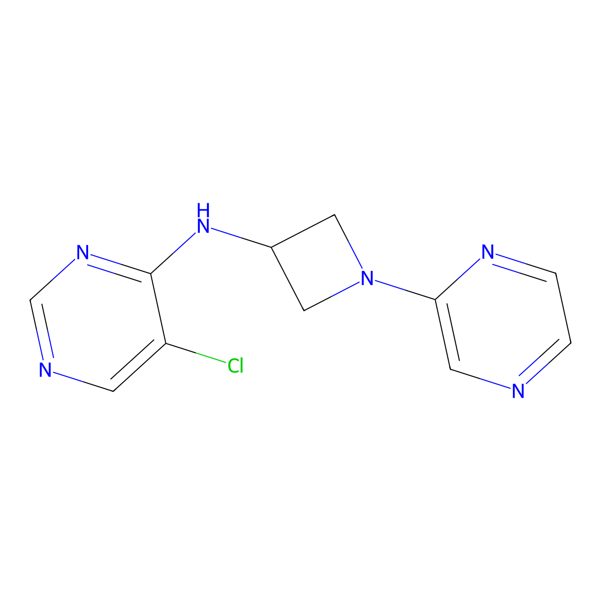 5-chloro-N-[1-(pyrazin-2-yl)azetidin-3-yl]pyrimidin-4-amine molecular structure, CAS 3054570-57-6